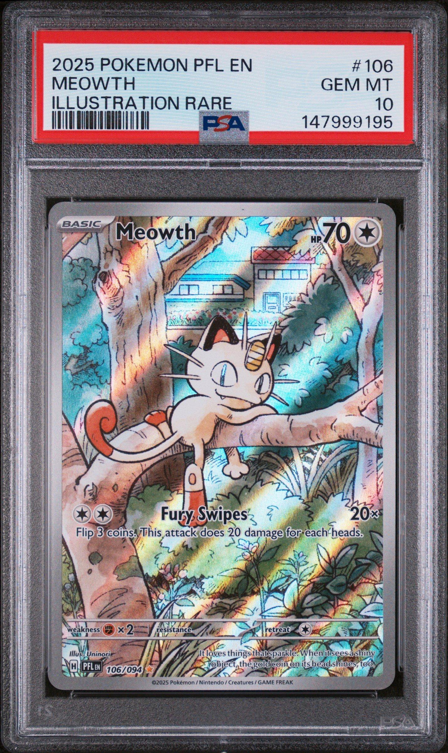 2025 Pokemon Pfl En-phantasmal Flames 106 Meowth Illustration Rare