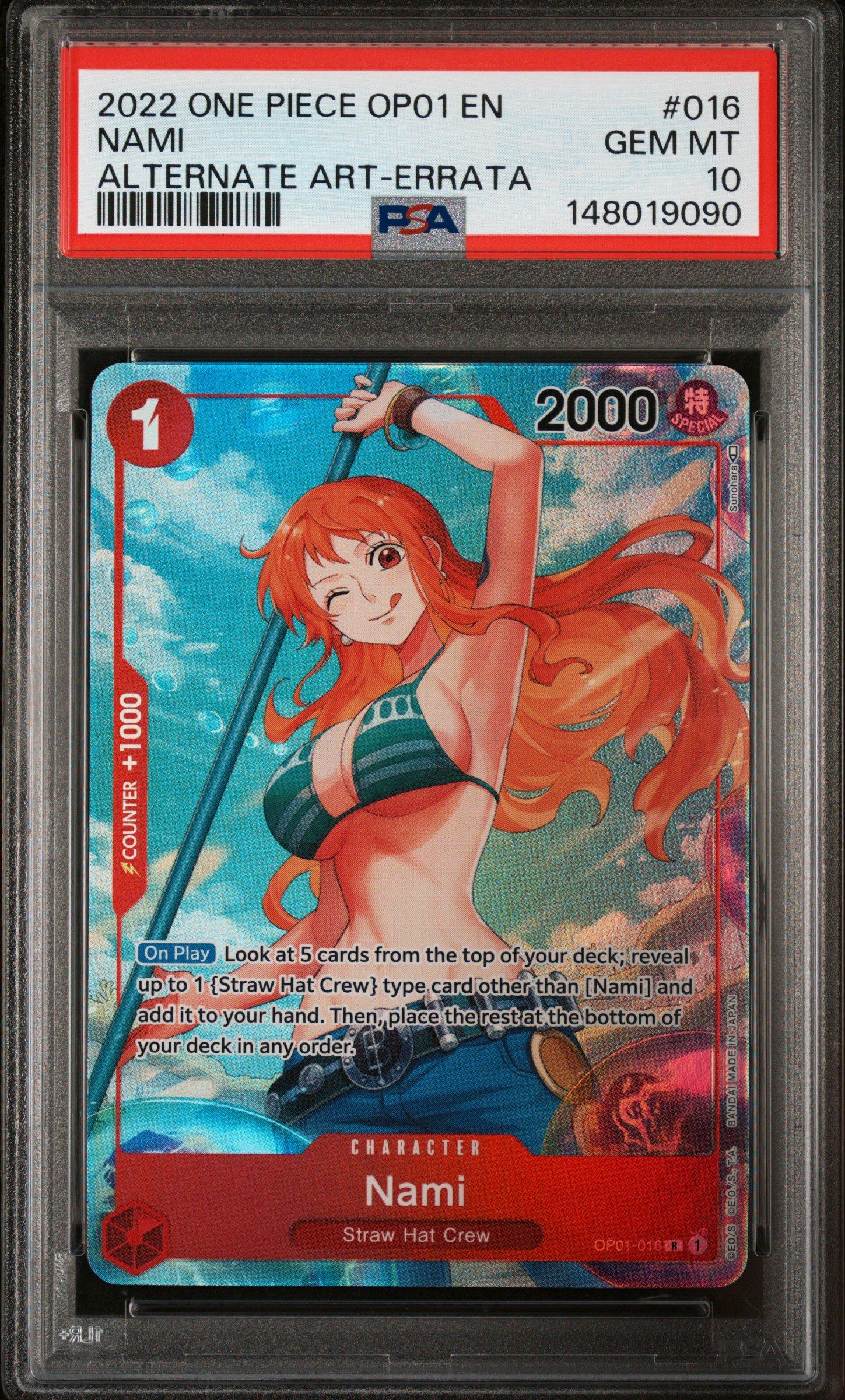2022 One Piece Op01-romance Dawn 016 Nami Alternate Art-errata PSA