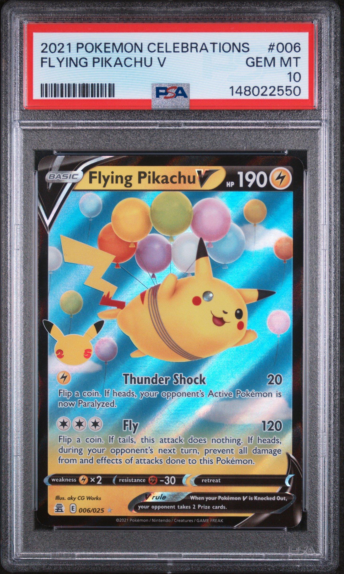 2021 Pokemon Celebrations 006 Flying Pikachu V PSA 10 Graded Card
