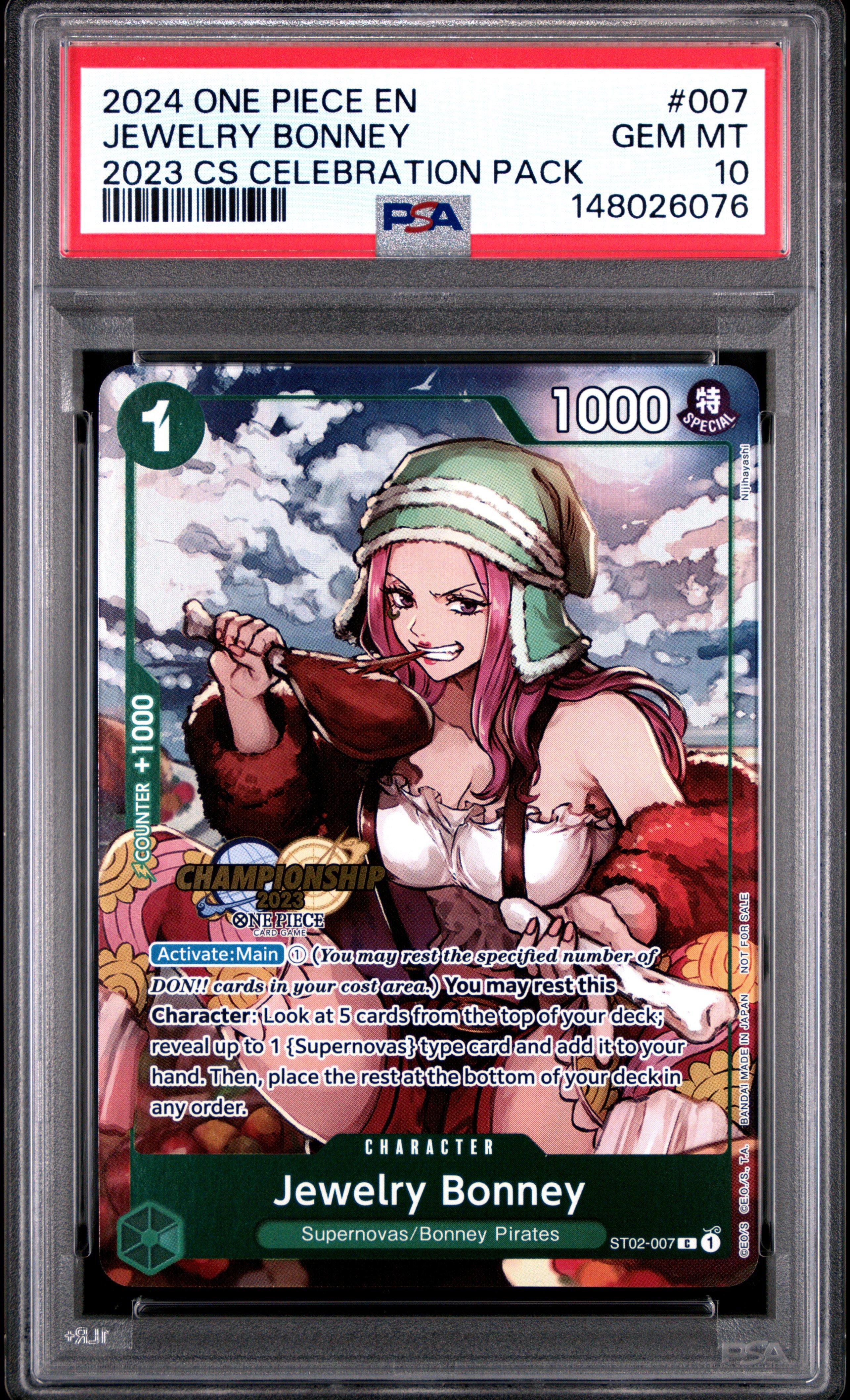 【PSA10】ボニー チャンピオンシップ セレブレーション 2023 ワンピース 2024 One Piece Championship 2023 Celebration Pack 007 Jewelry