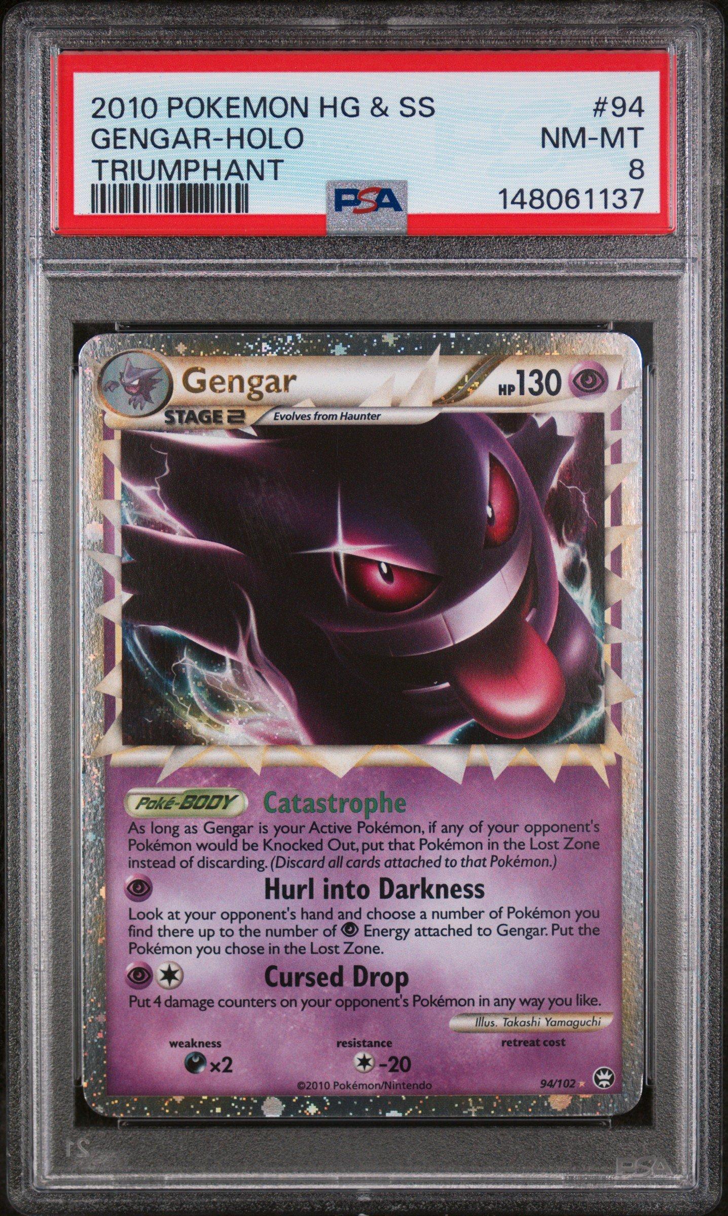 2010 Pokemon Heartgold & Soulsilver Triumphant 94 Gengar-holo PSA 8