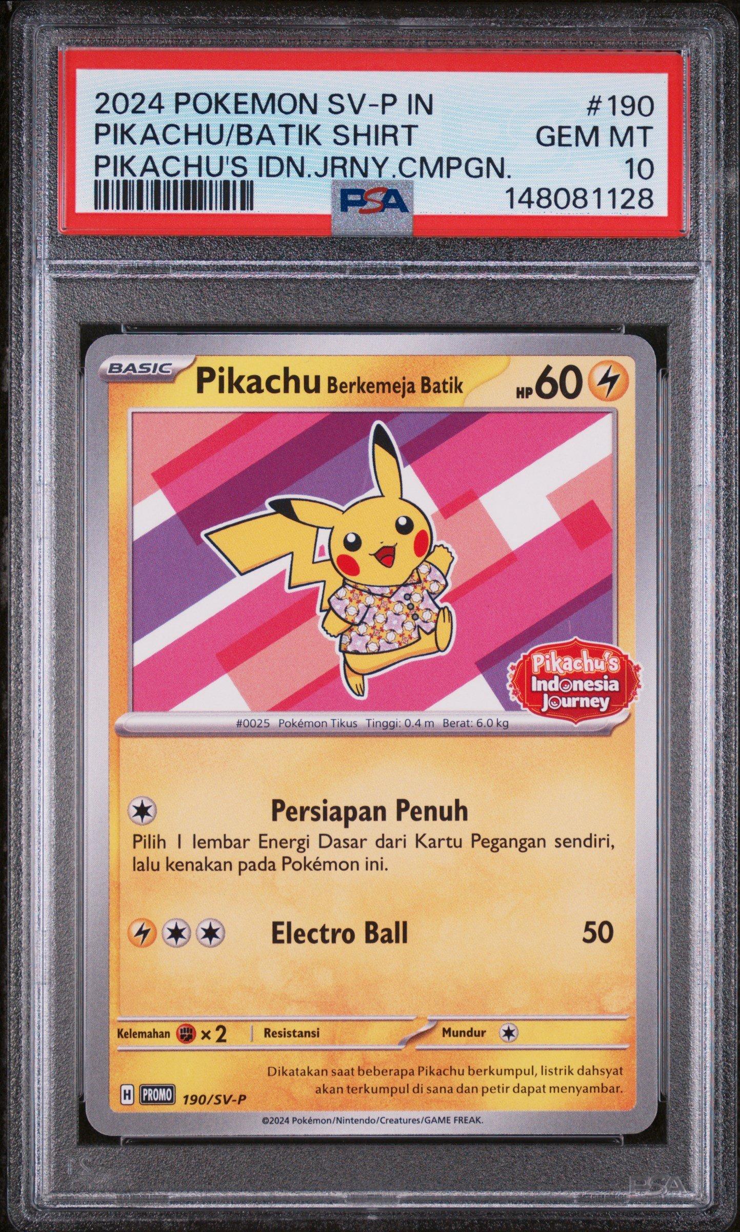2024 Pokemon Indonesian Sv-p Promo 190 Pikachu In Batik Shirt