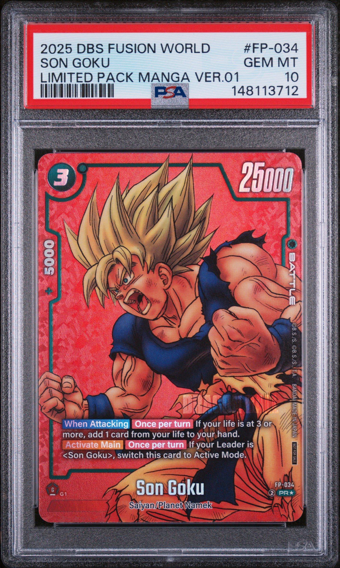 2025 Dragon Ball Super Card Game Fusion World Limited Pack Manga Version 01 Fp-034 Son Goku PSA 10
