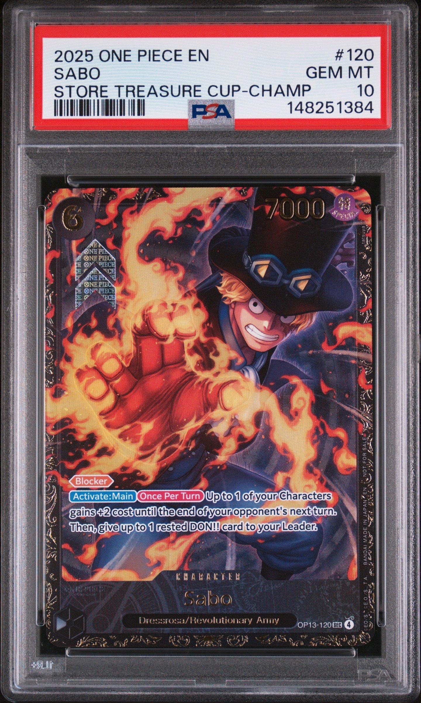 2025 One Piece Promos 120 Sabo Store Treasure Cup-champion PSA 10