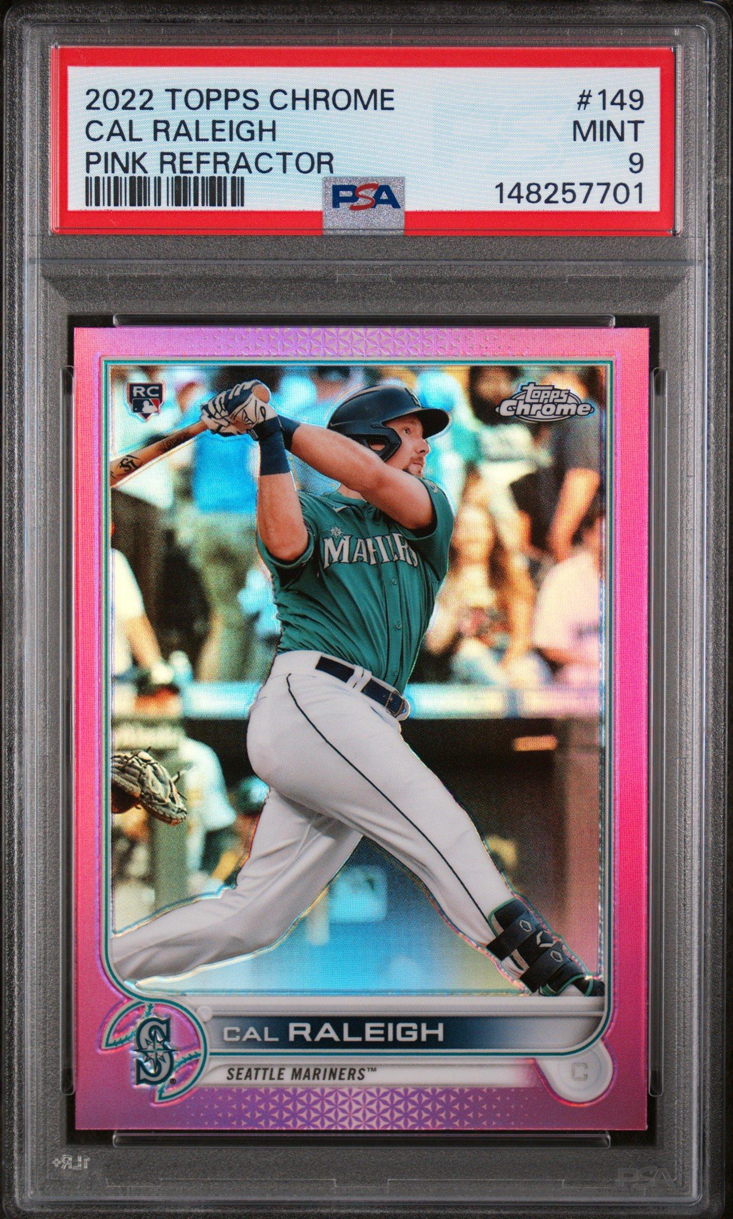 2022 Topps Chrome 149 Cal Raleigh Pink Refractor PSA 9