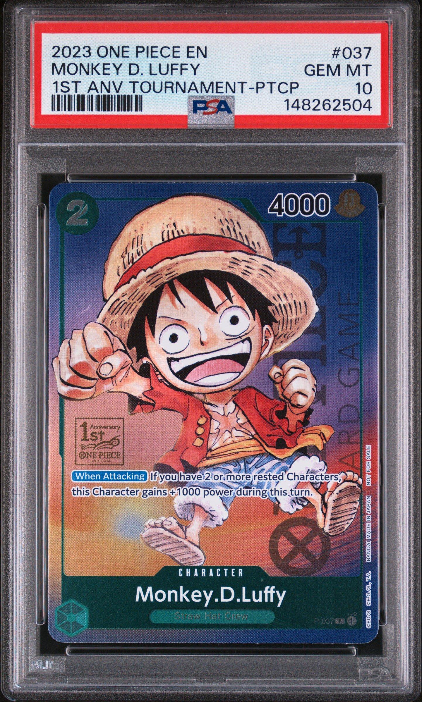 2023 One Piece Promos 037 Monkey D. Luffy 1st Anniversary Tournament-participation PSA 10