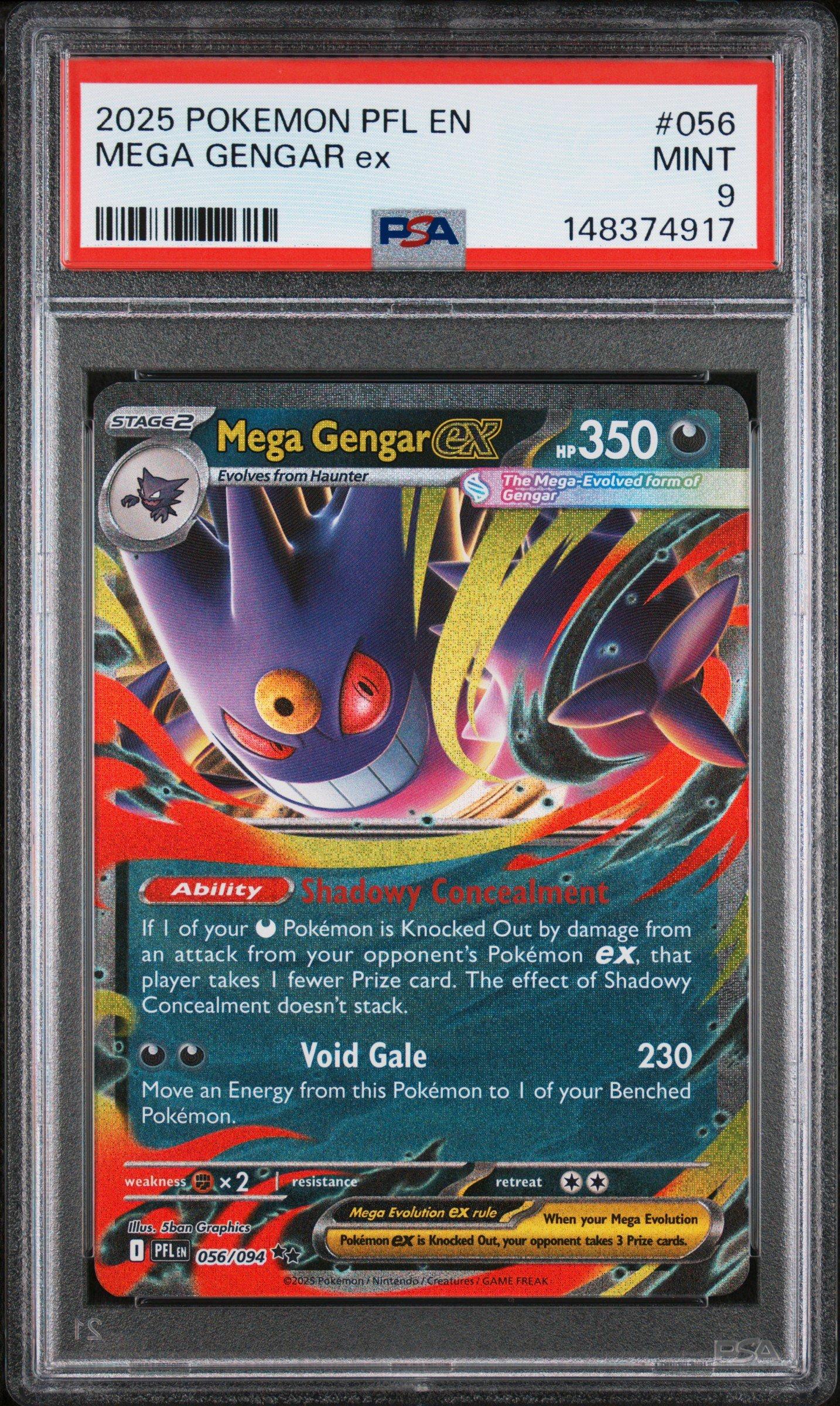 2025 Pokemon Pfl En-phantasmal Flames 056 Mega Gengar Ex PSA 9