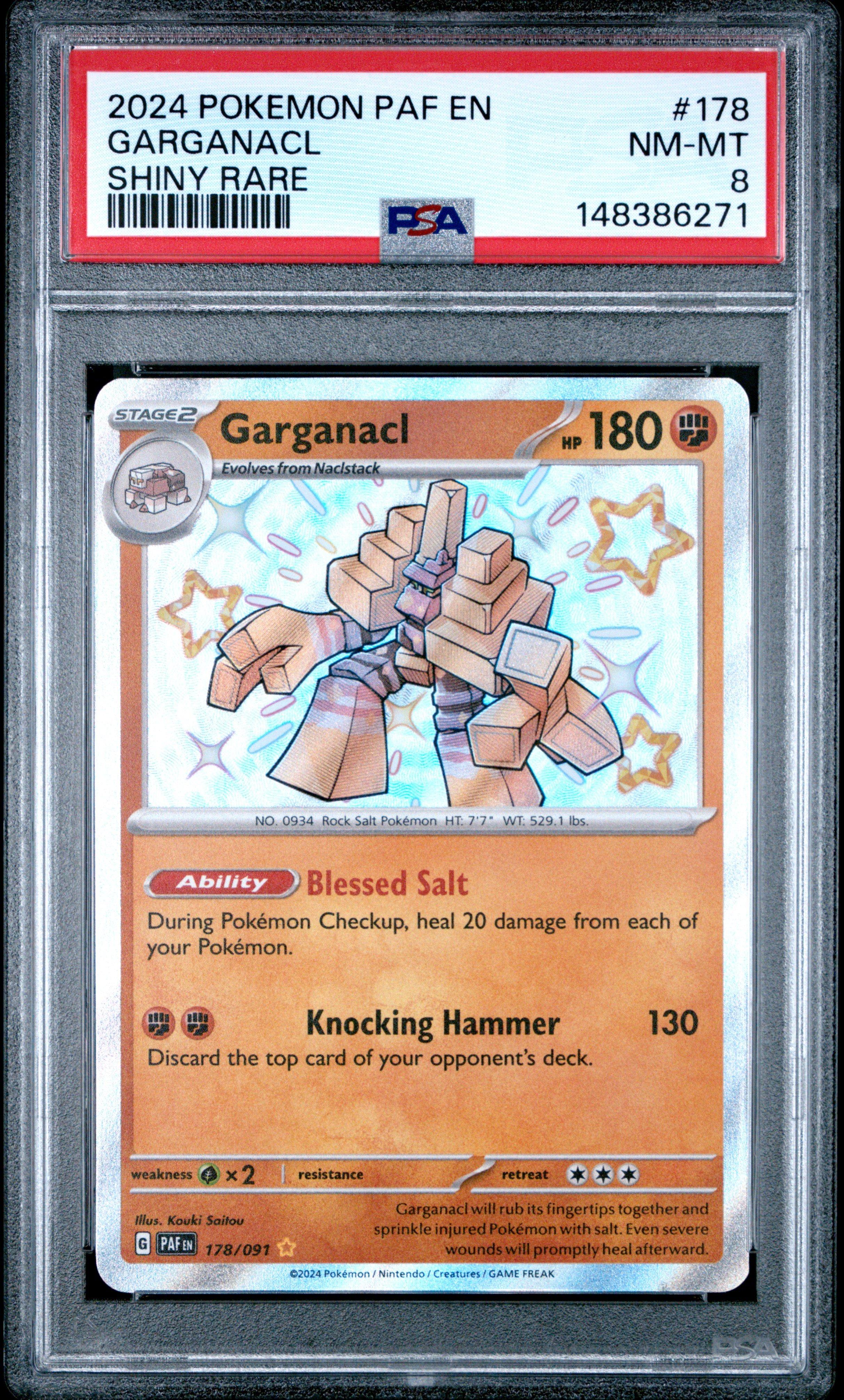 with:D クリスタルBlock PSA ver 2024 Pokemon Paf En-paldean Fates 178 Garganacl Shiny Rare PSA 8