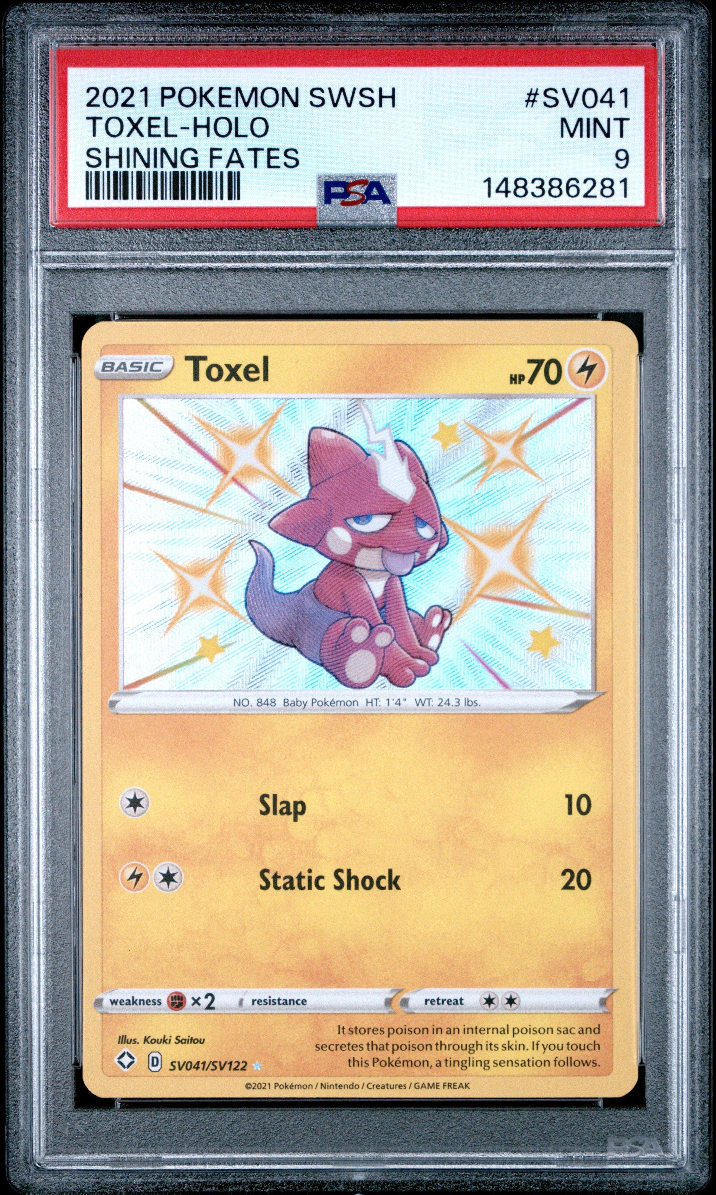 2021 Pokemon Sword & Shield Shining Fates Sv041 Toxel-holo PSA 9