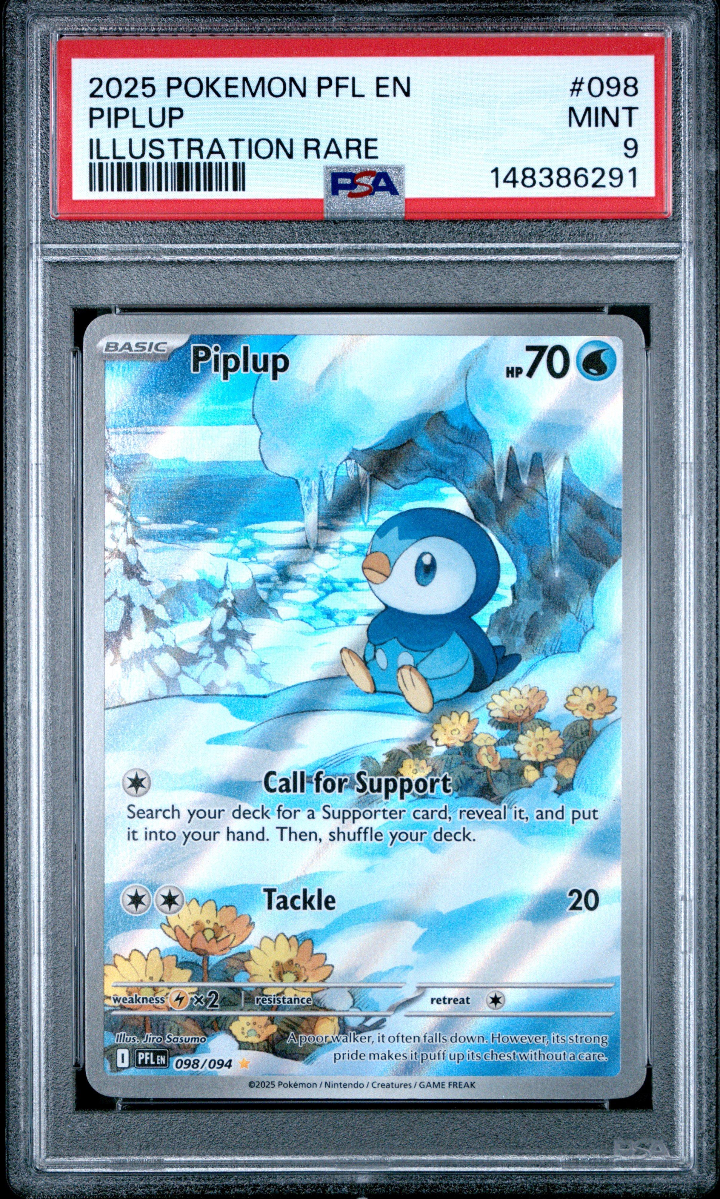 2025 Pokemon Pfl En-phantasmal Flames 098 Piplup Illustration Rare