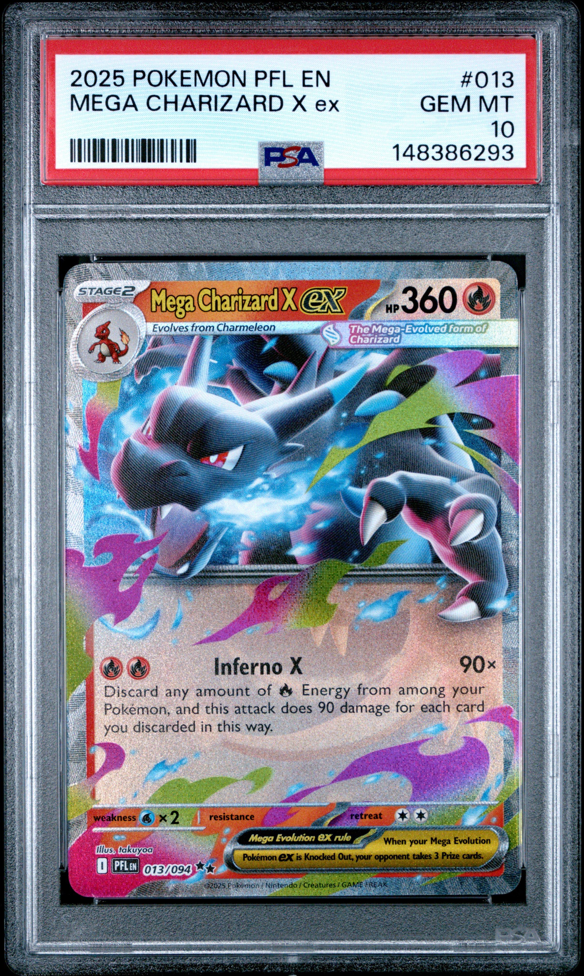 2025 Pokemon Pfl En-phantasmal Flames 013 Mega Charizard X Ex PSA