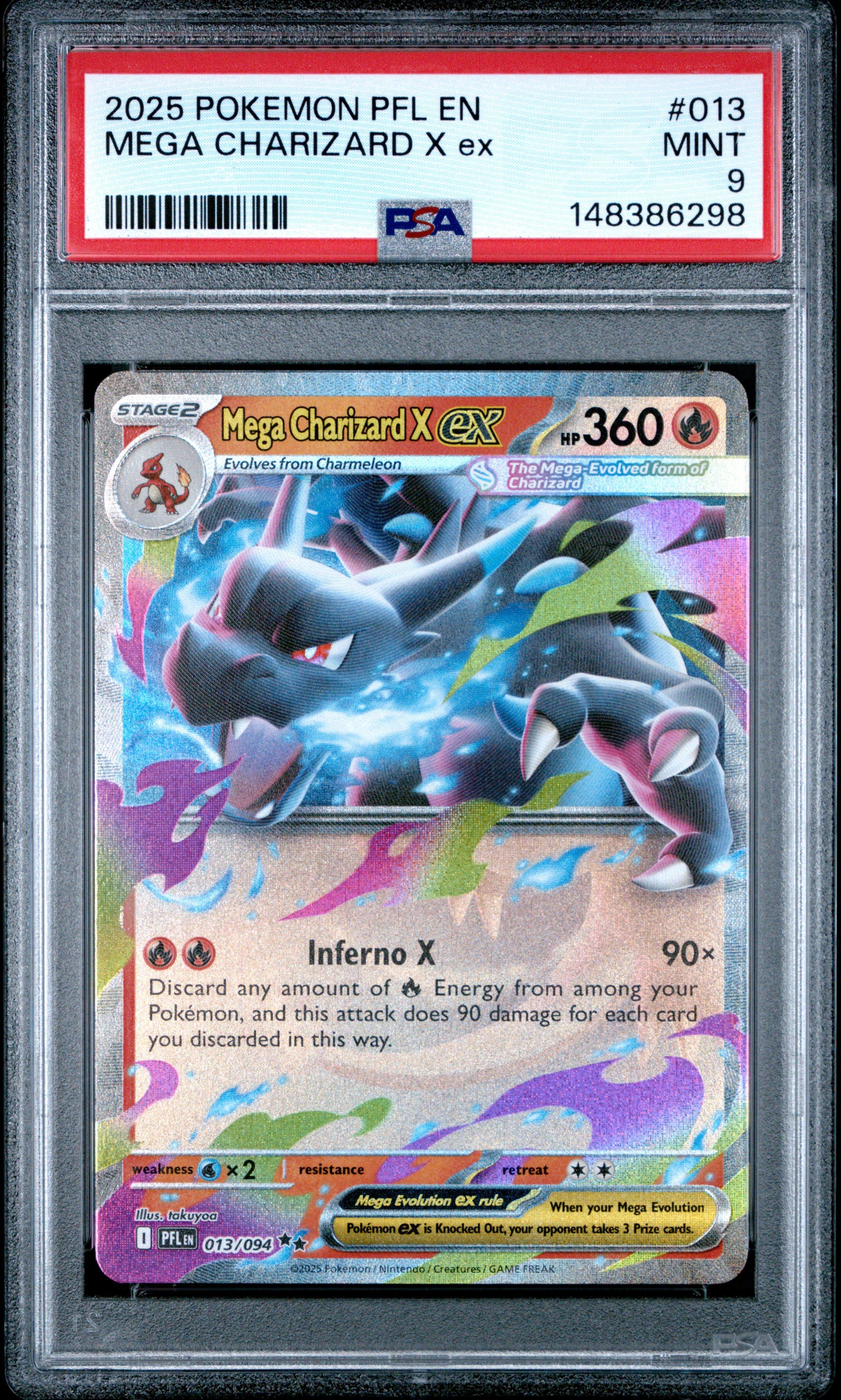 2025 Pokemon Pfl En-phantasmal Flames 013 Mega Charizard X Ex PSA