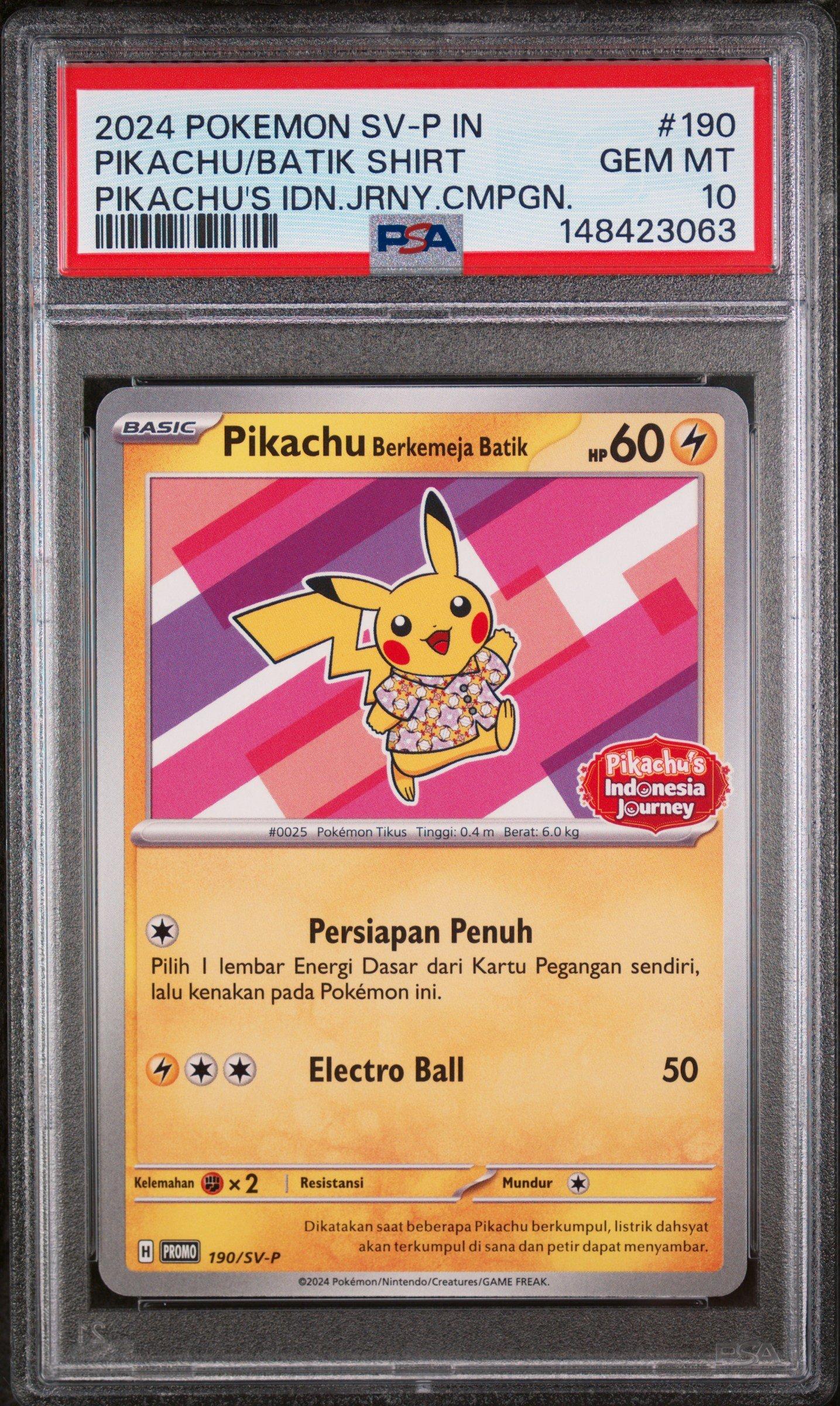2024 Pokemon Indonesian Sv-p Promo 190 Pikachu In Batik Shirt