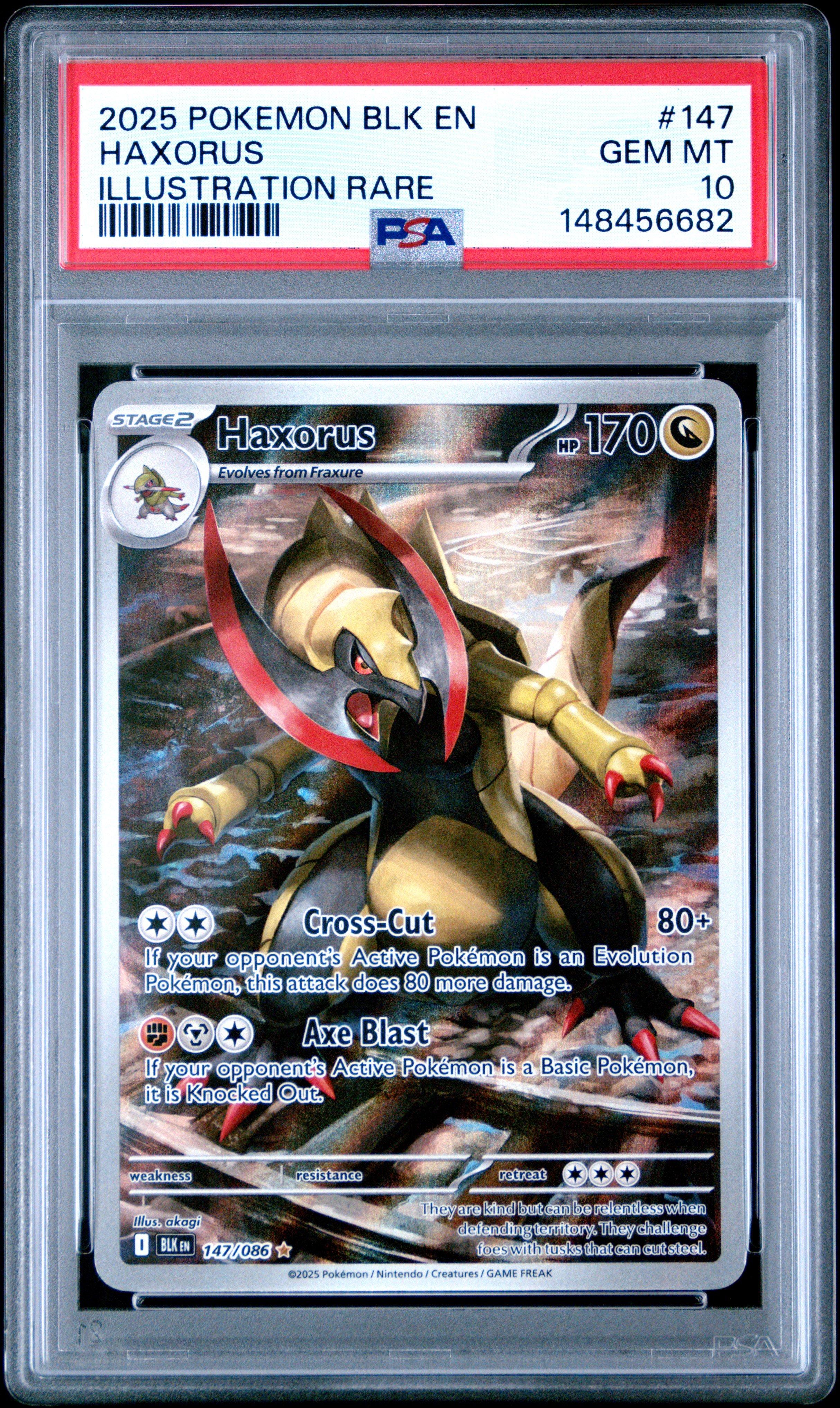 2025 Pokemon Blk En-black Bolt 147 Haxorus Illustration Rare PSA