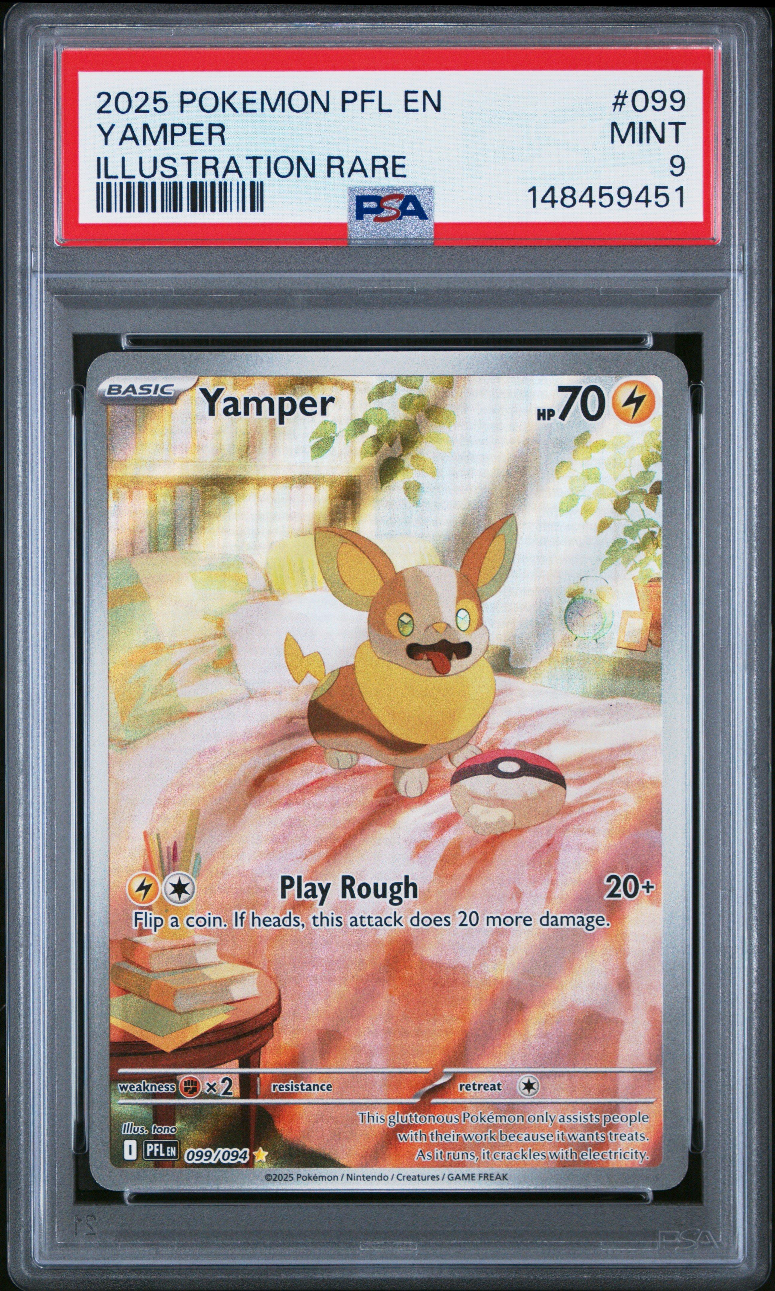 2025 Pokemon Pfl En-phantasmal Flames 099 Yamper Illustration Rare