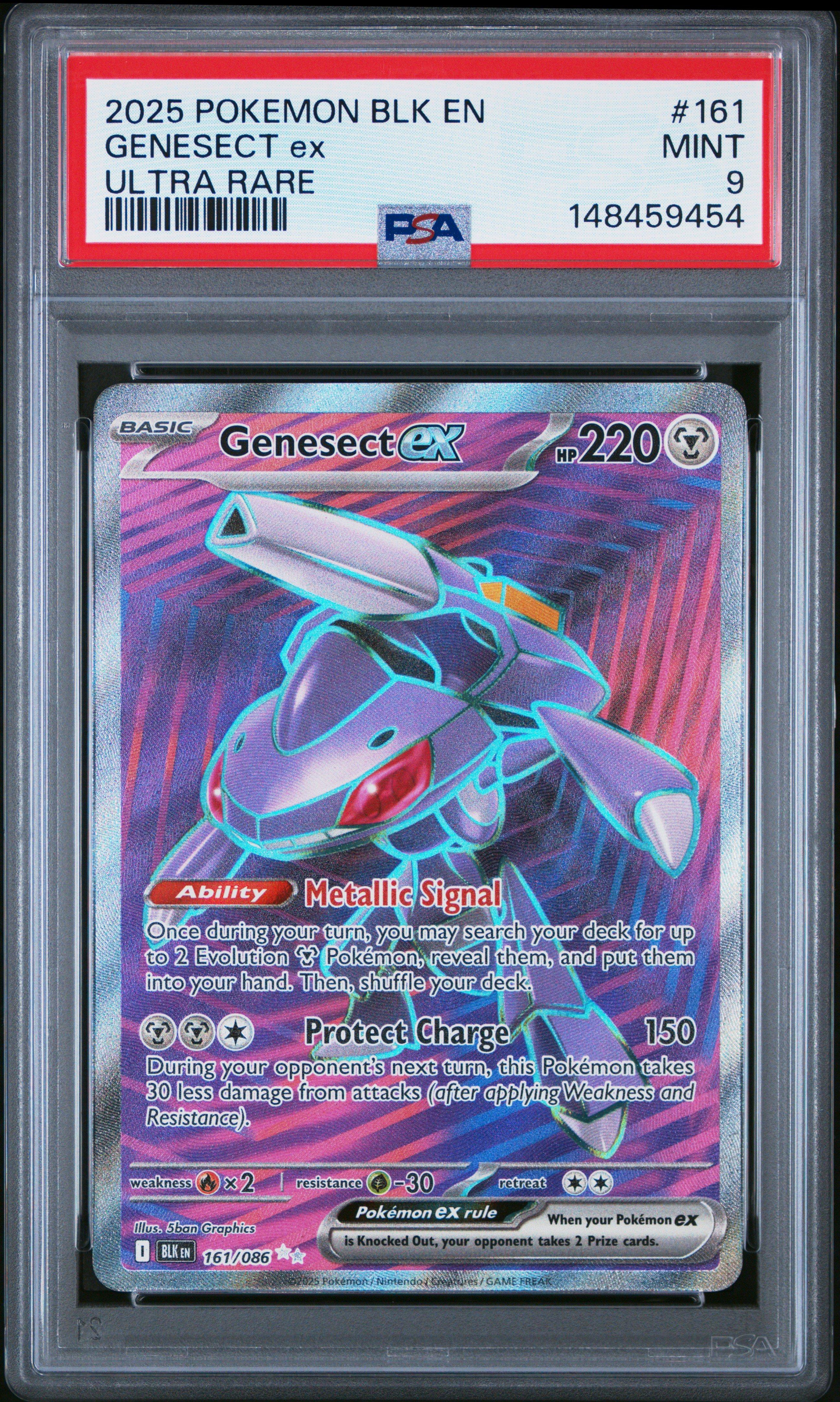 2025 Pokemon Blk En-black Bolt 161 Genesect Ex Ultra Rare PSA 9