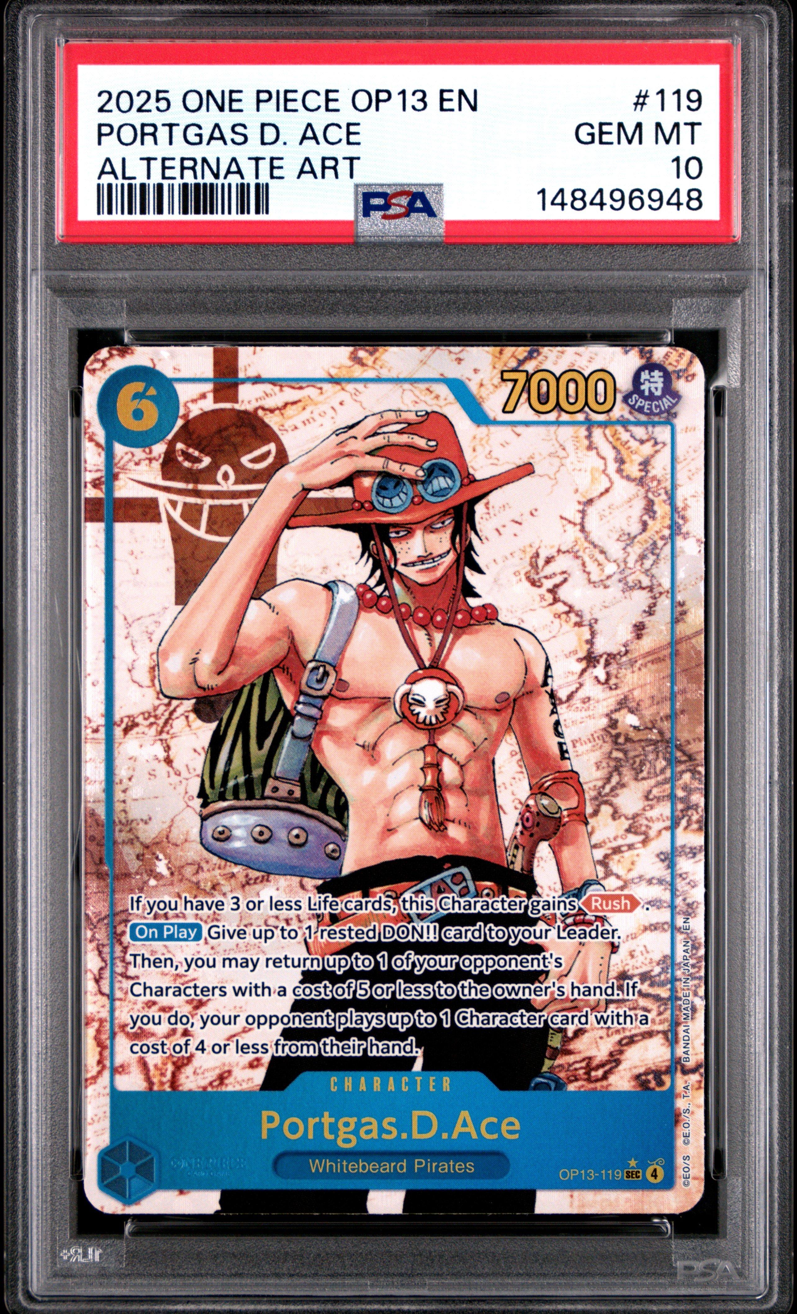 PSA10 シュガー 7039 2025 One Piece Op13-carrying On His Will 119 Portgas D. Ace
