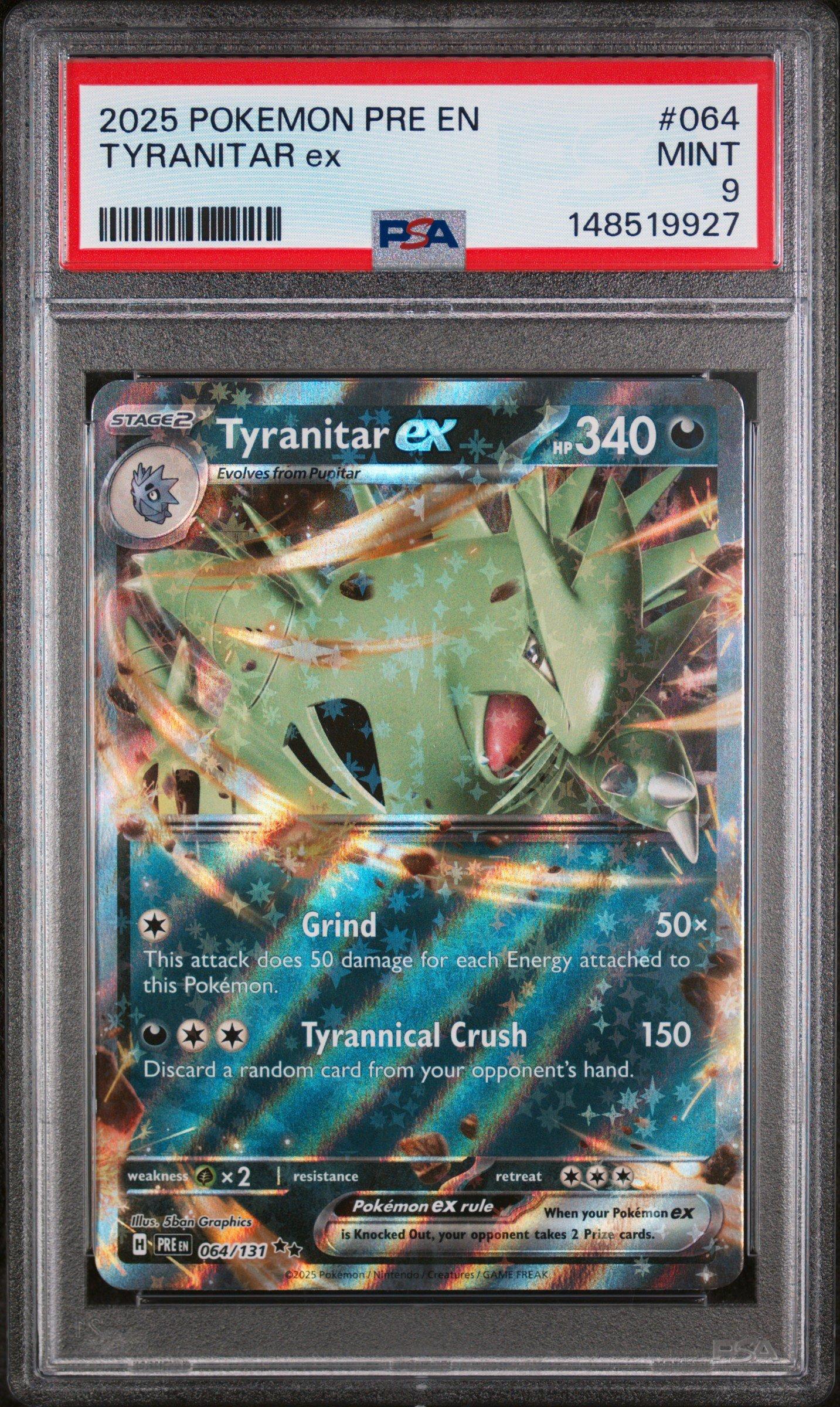 2025 Pokemon Pre En-prismatic Evolutions 064 Tyranitar Ex PSA 9