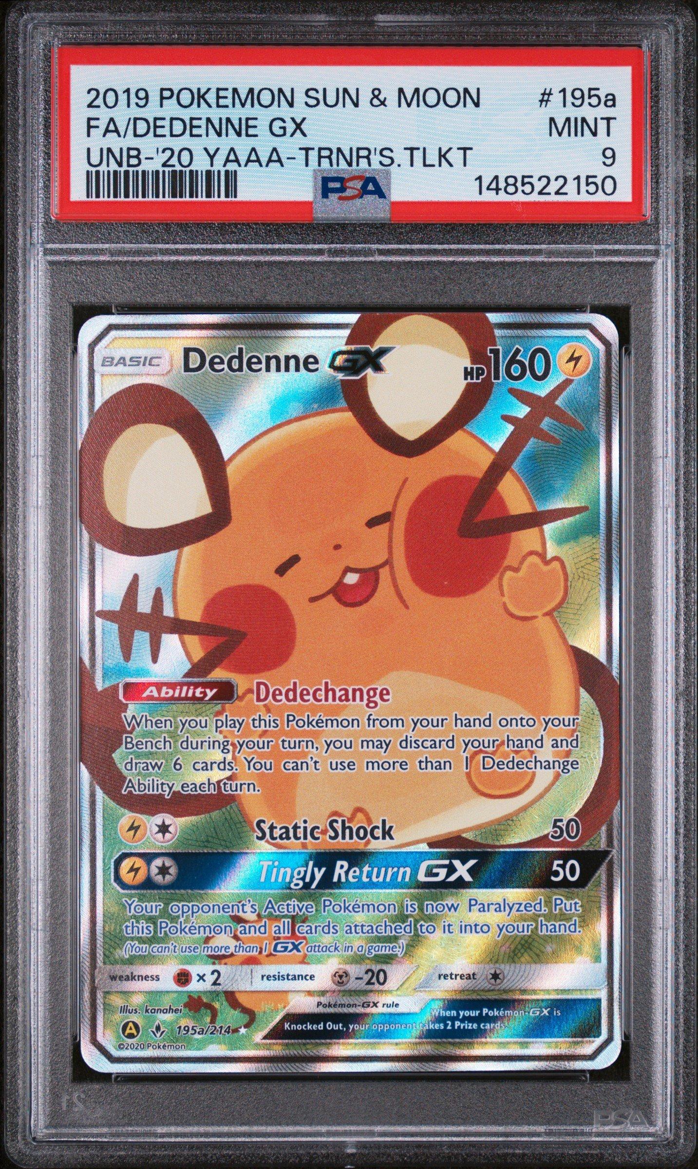 2019 Pokemon Sun & Moon Unbroken Bonds 195a Full Art/dedenne Gx
