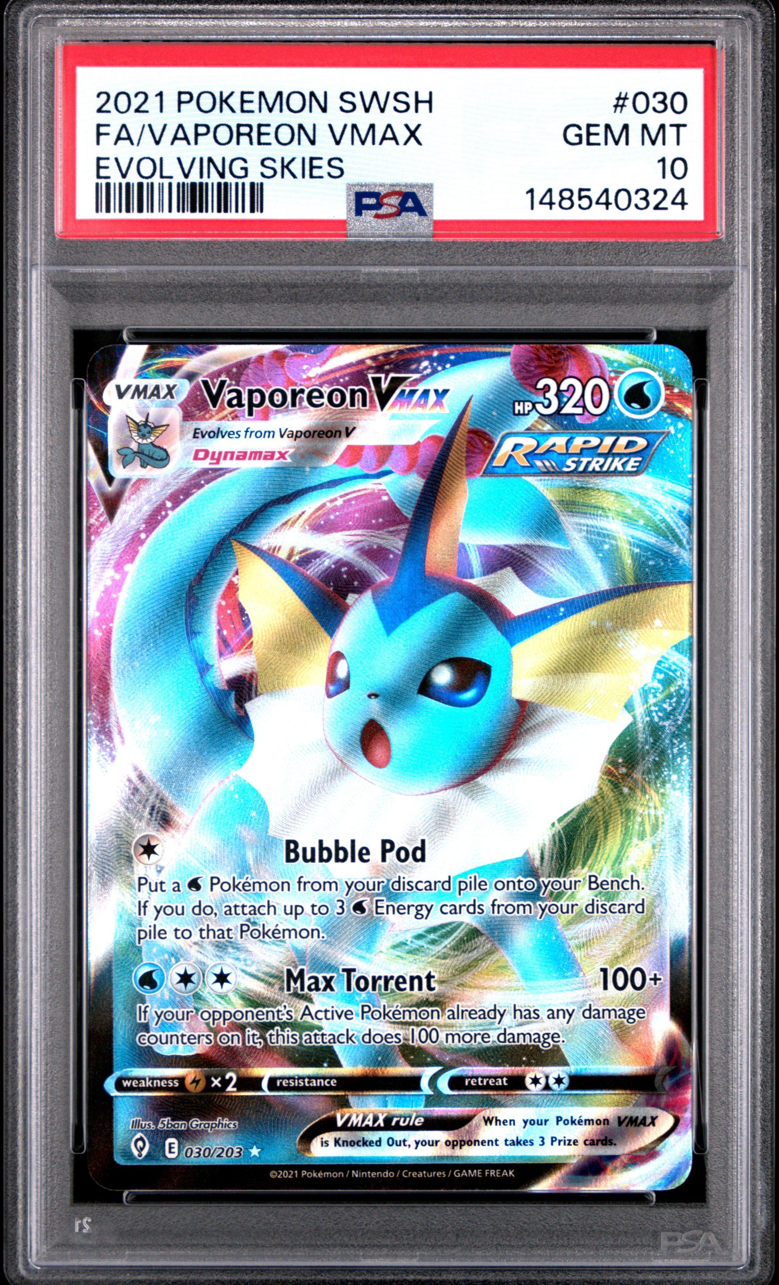 2021 Pokemon Sword & Shield Evolving Skies 030 Full Art/vaporeon