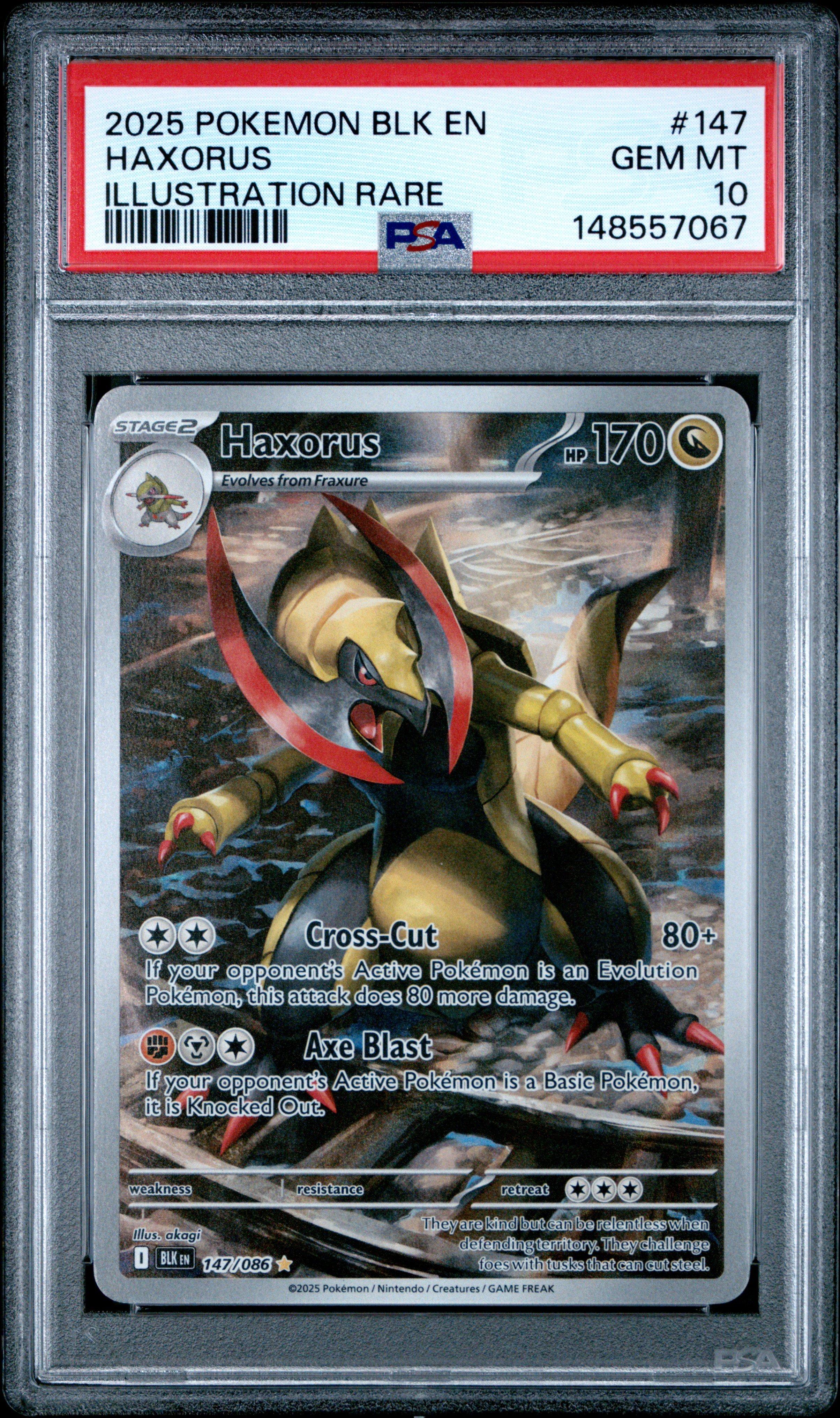 2025 Pokemon Blk En-black Bolt 147 Haxorus Illustration Rare PSA 10 Graded  Card | GameStop