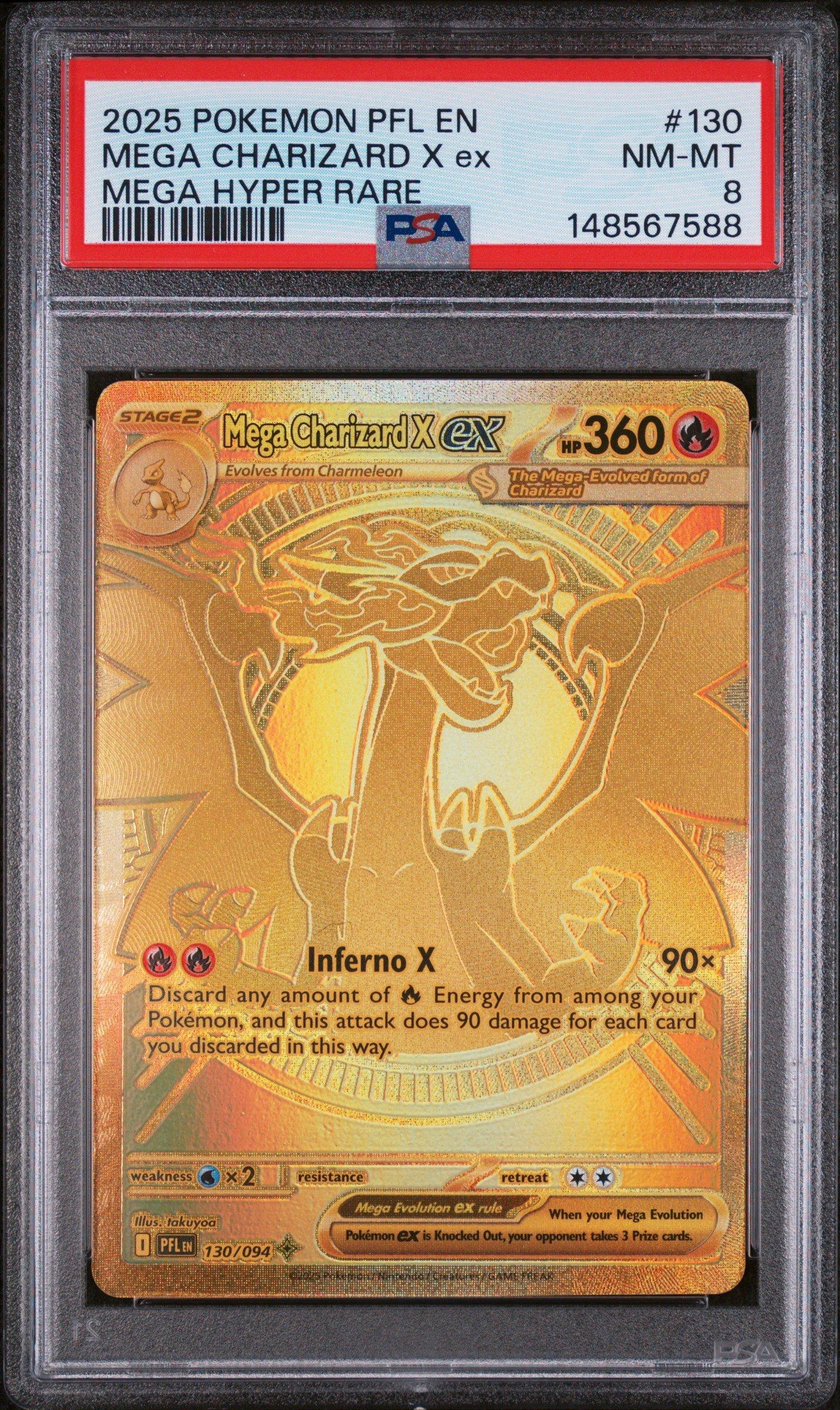 2025 Pokemon Pfl En-phantasmal Flames 130 Mega Charizard X Ex Mega Hyper  Rare PSA 8 Graded Card | GameStop