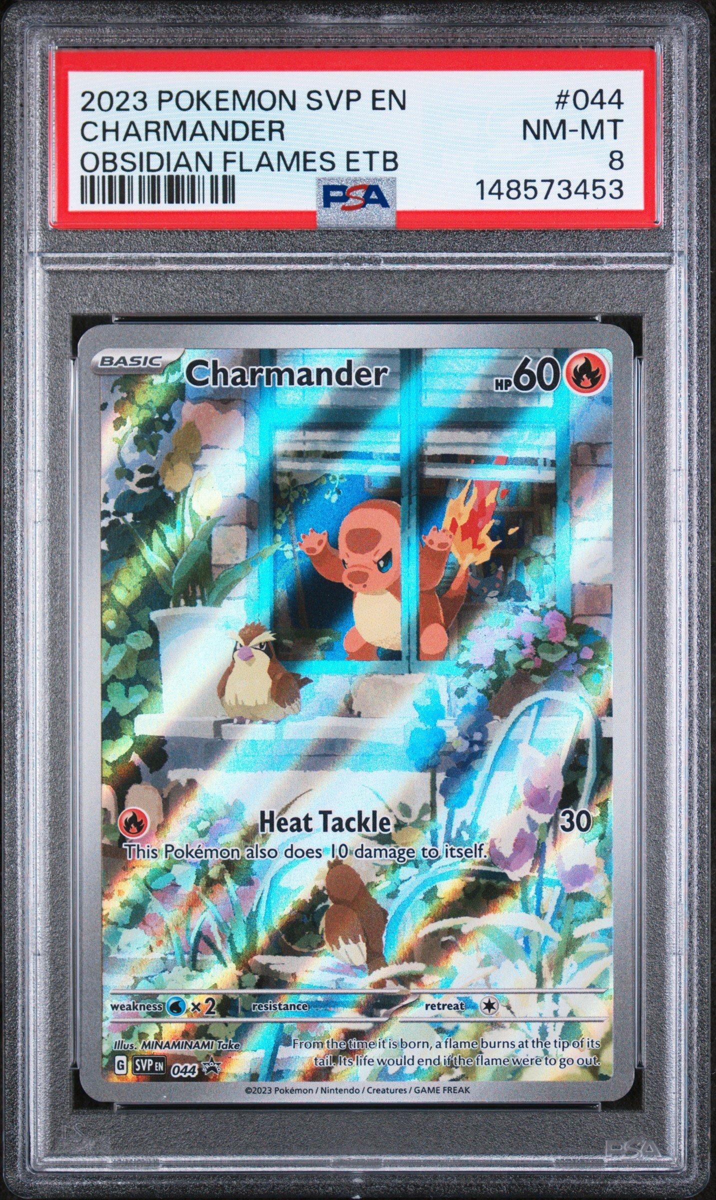 2023 Pokemon Svp En-sv Black Star Promo 044 Charmander Obsidian Flames  Elite Trainer Box PSA 8 Graded Card | GameStop