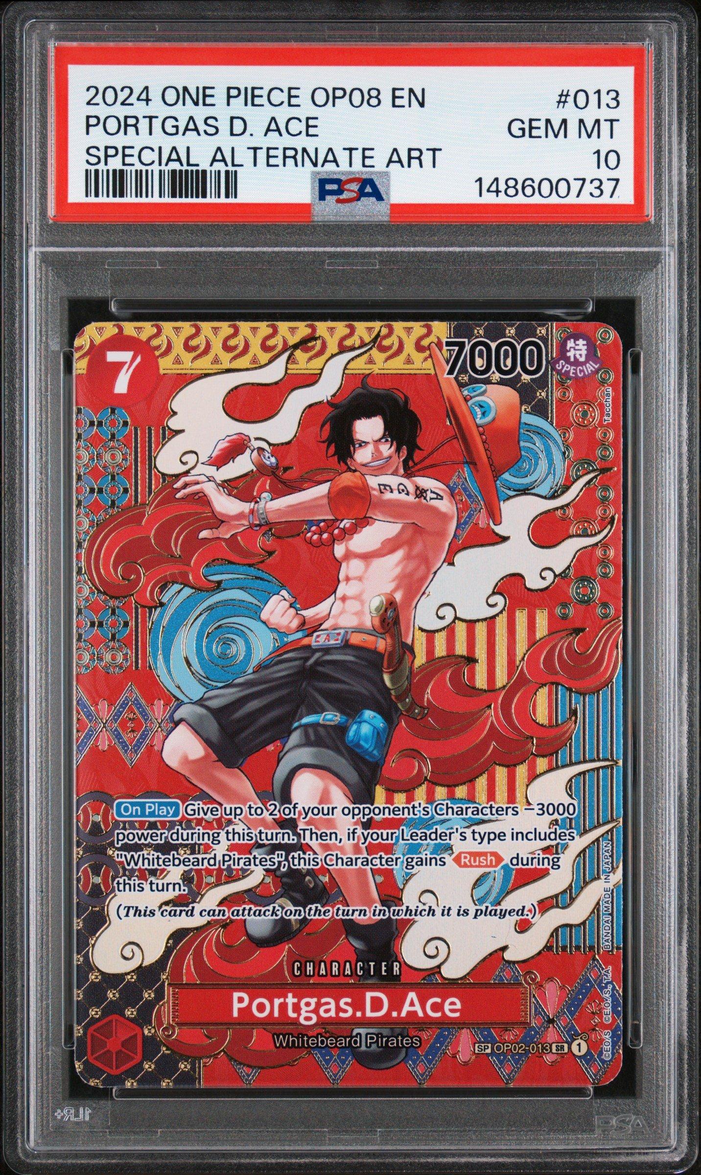 PSA10 PORTGAS D. ACE ALTERNATE ART エース PSA 10 ONE PIECE Card Game OP03-001 Portgas D Ace Leader Alt Art