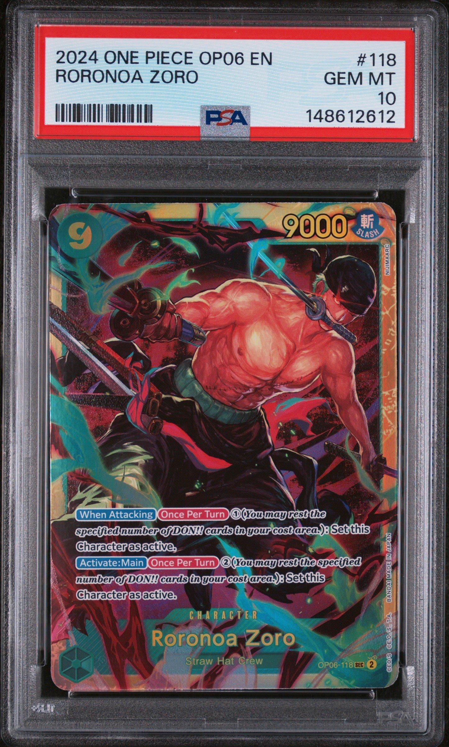 2024 One Piece Op06-wings Of The Captain 118 Roronoa Zoro PSA 10