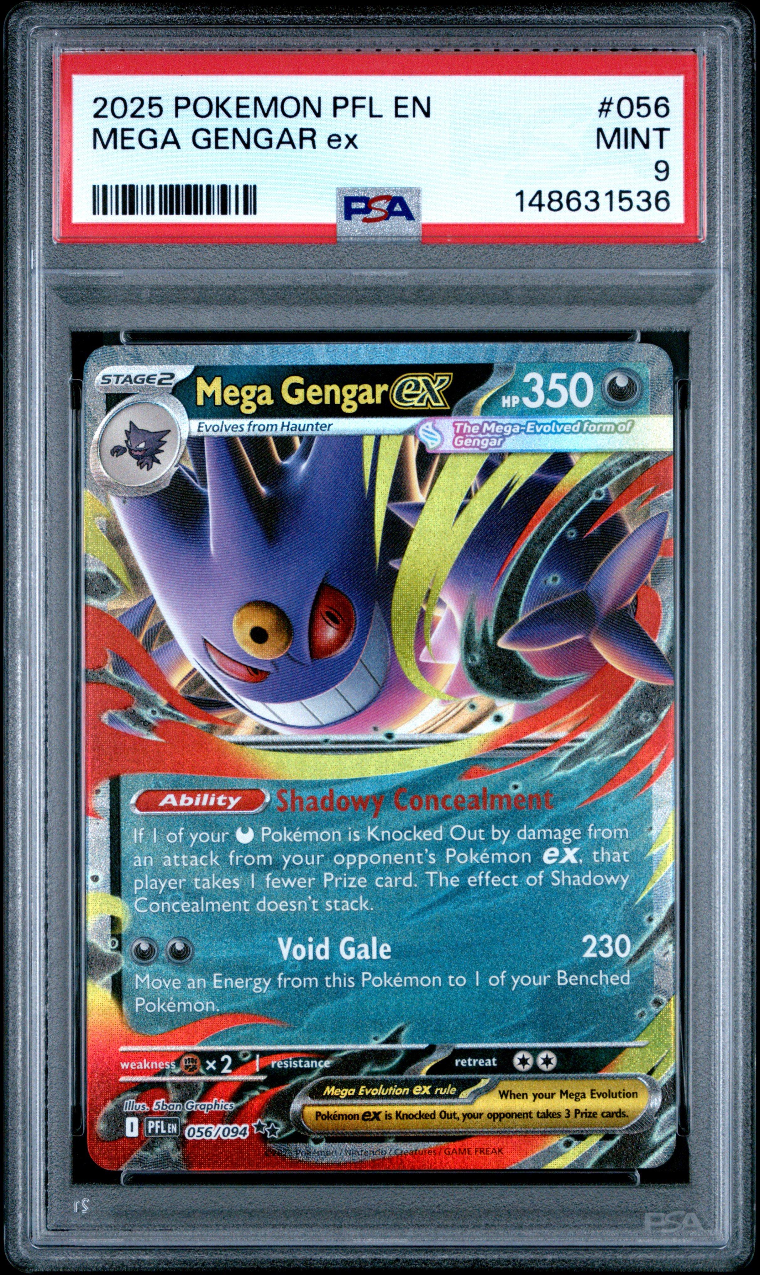 2025 Pokemon Pfl En-phantasmal Flames 056 Mega Gengar Ex PSA 9