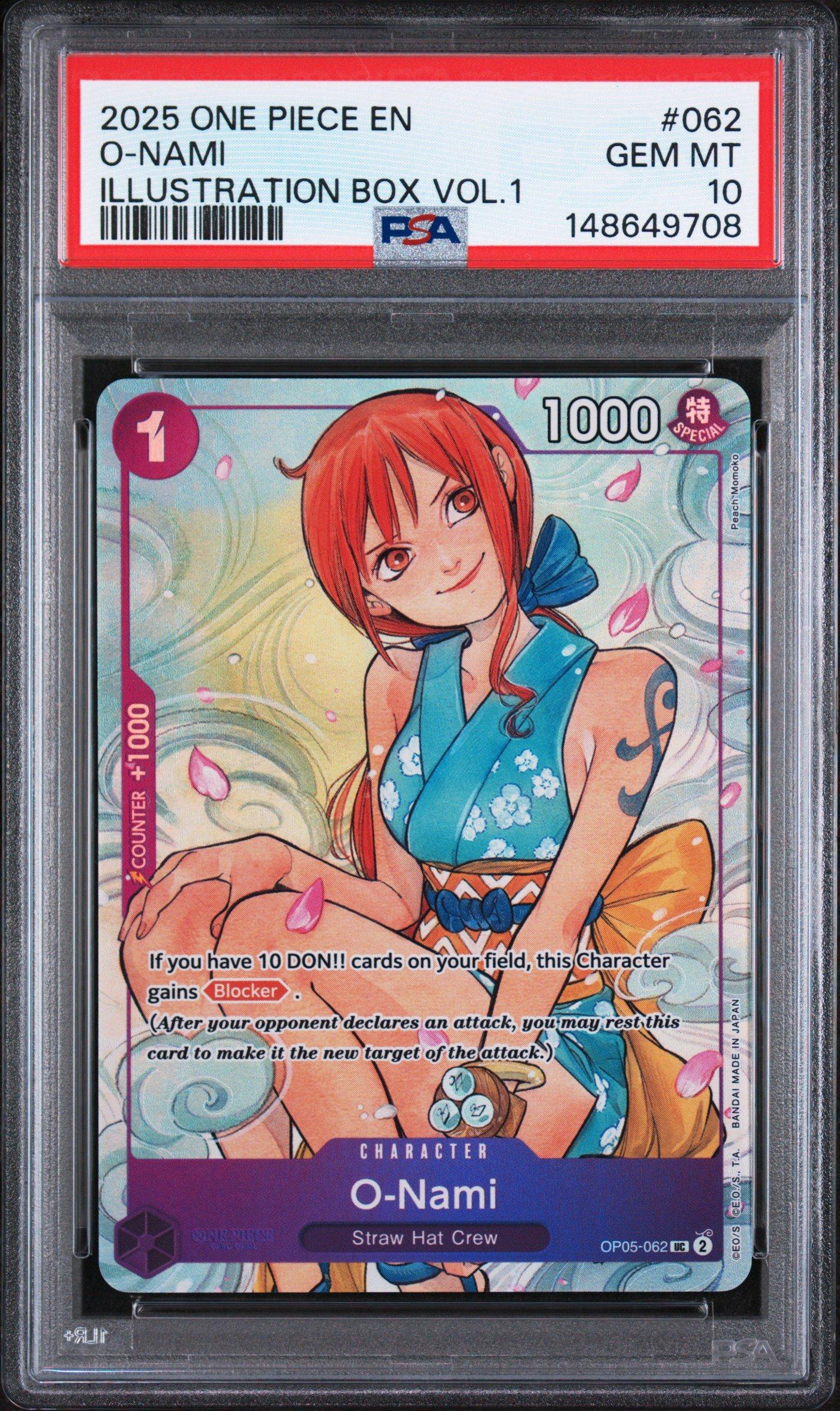 2025 One Piece Promos 062 O-nami Illustration Box Vol.1 PSA 10