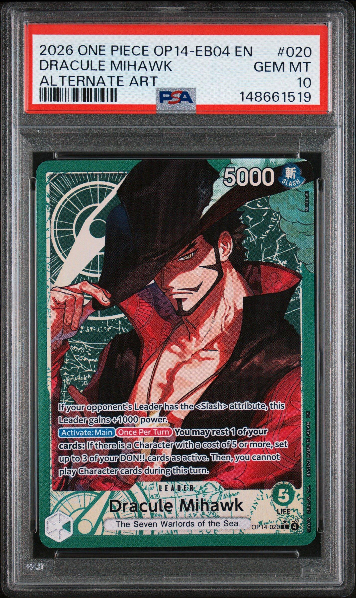 2026 One Piece Op14-eb04-the Azure Sea's Seven 020 Dracule Mihawk