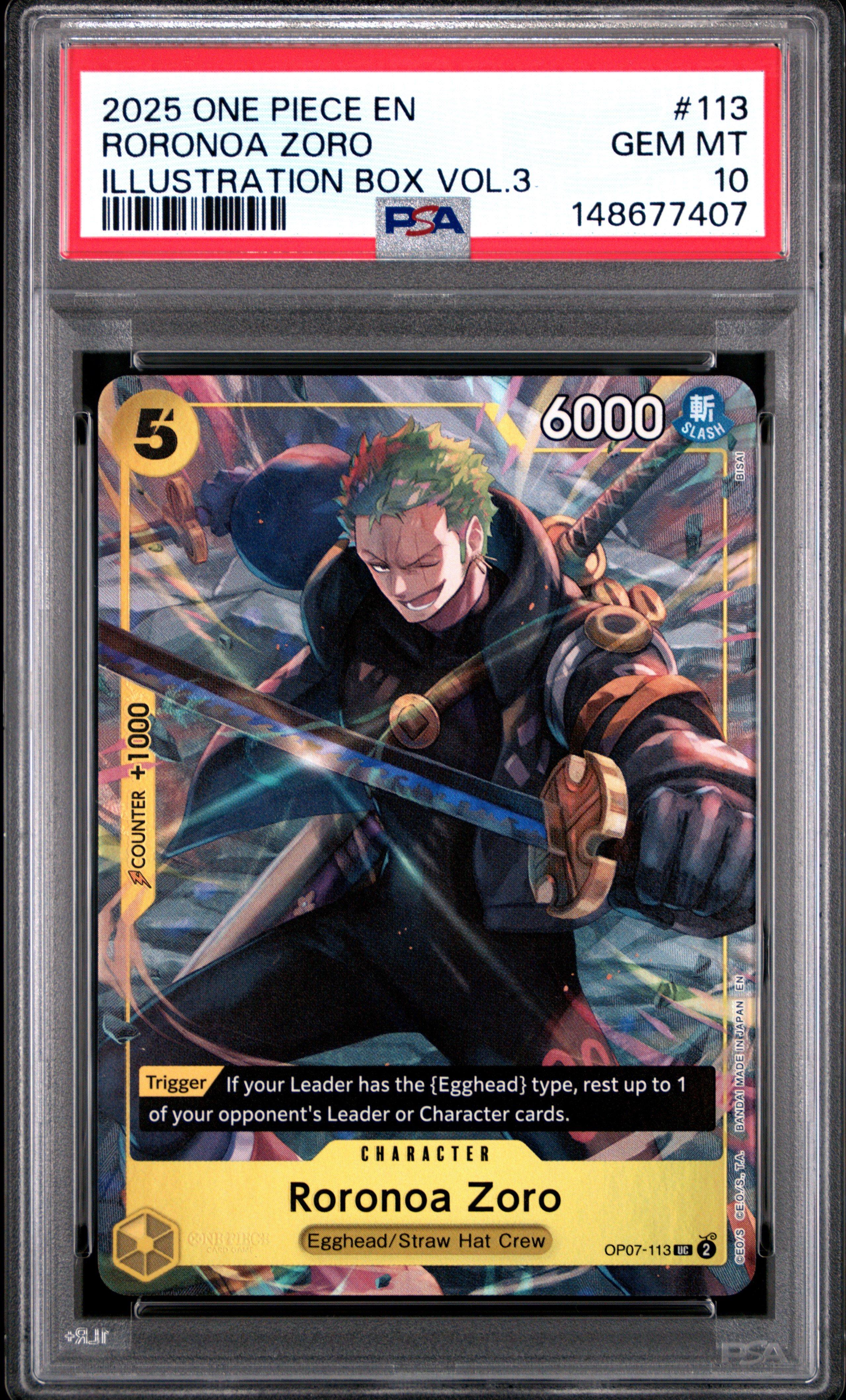 2025 One Piece Promos 113 Roronoa Zoro Illustration Box Vol.3 PSA