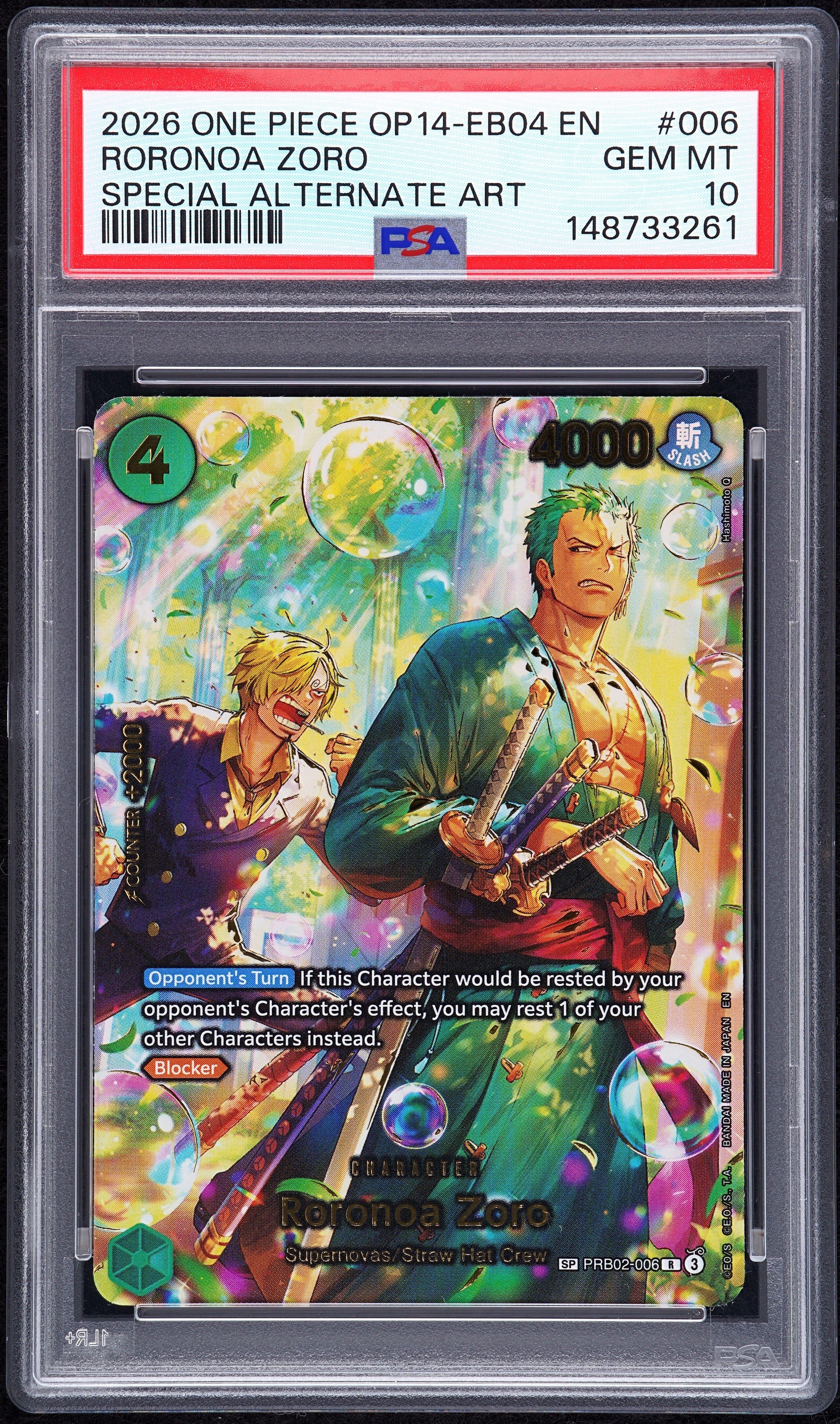 2026 One Piece Op14-eb04-the Azure Sea's Seven 006 Roronoa Zoro