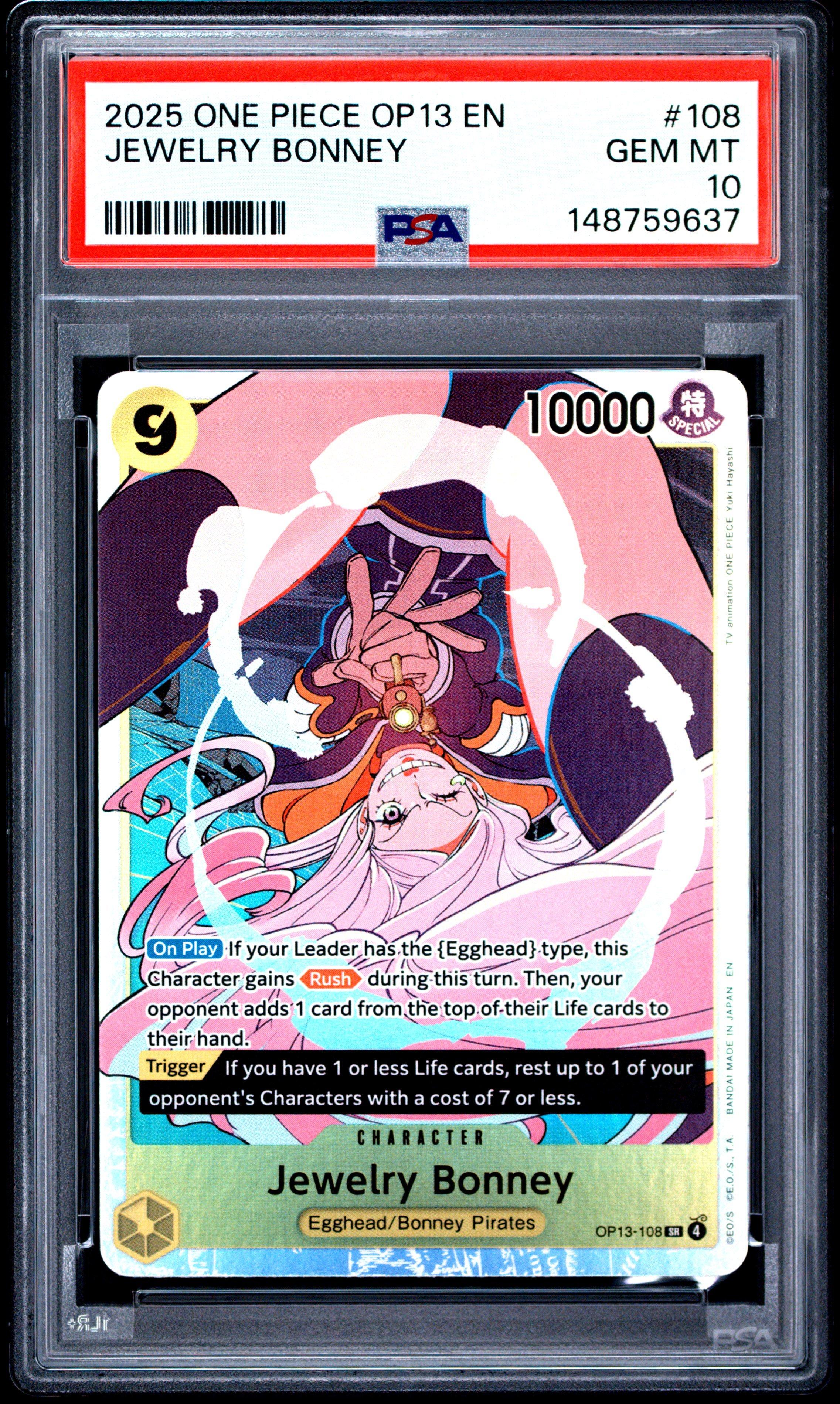 2025 One Piece Op13-carrying On His Will 108 Jewelry Bonney PSA 10 Graded  Card | GameStop
