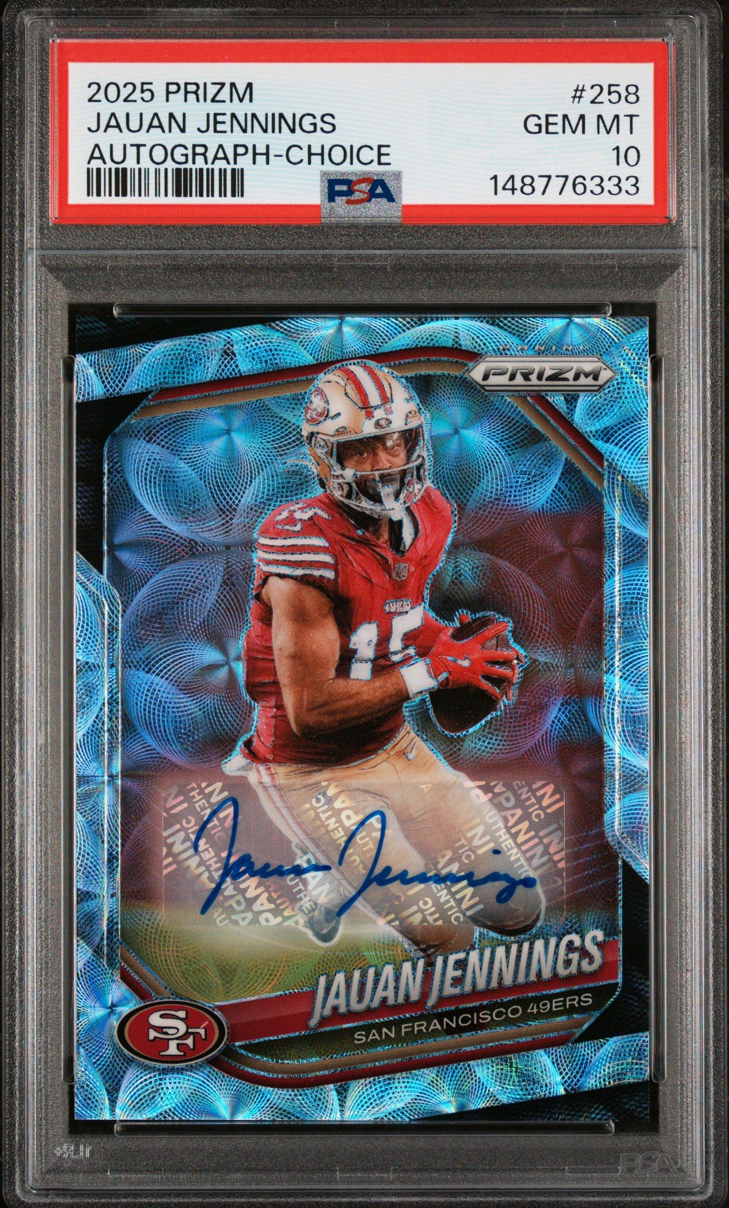 2025 Panini Prizm 258 Jauan Jennings Autograph-choice PSA 10
