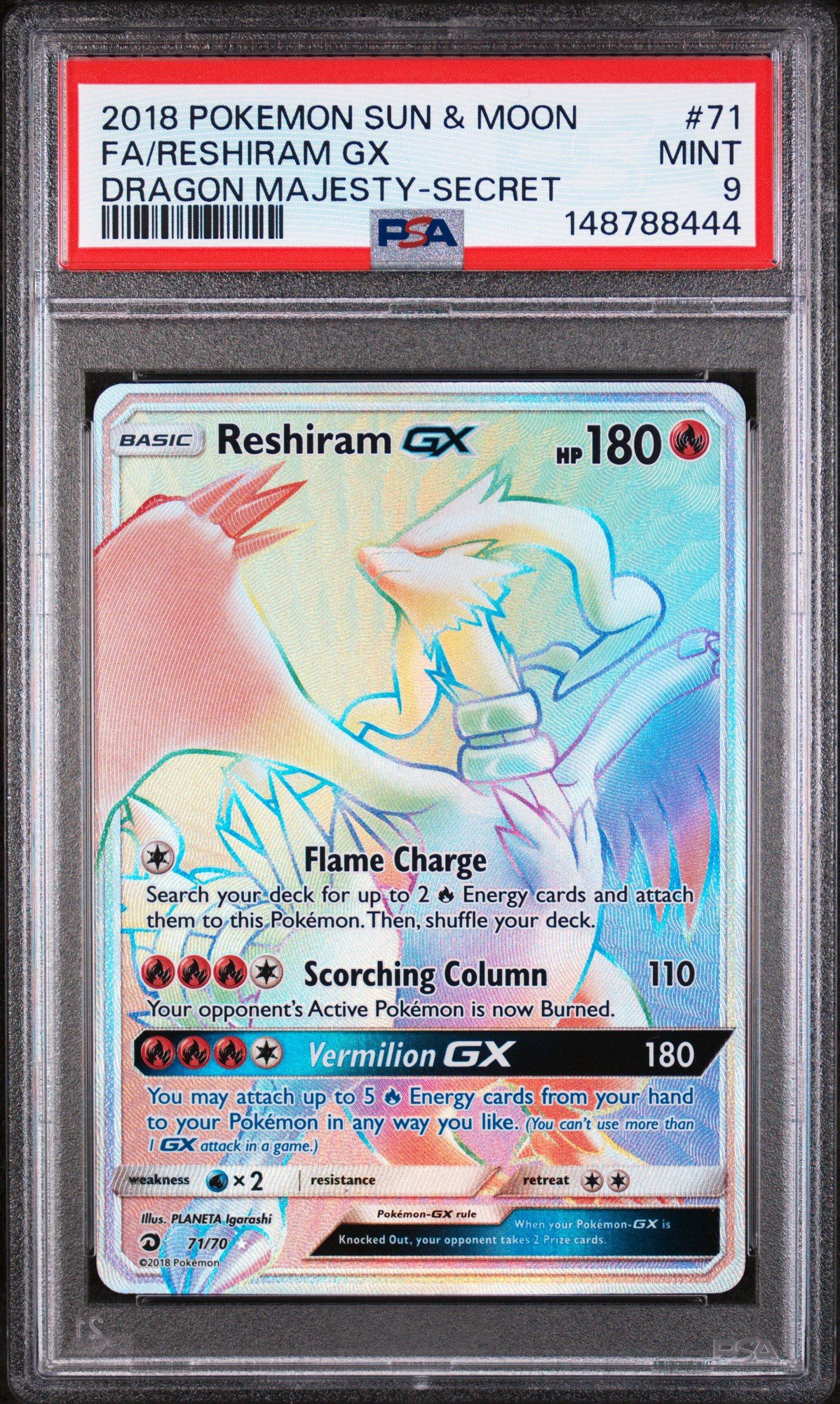 2018 Pokemon Sun & Moon Dragon Majesty 71 Full Art/reshiram Gx