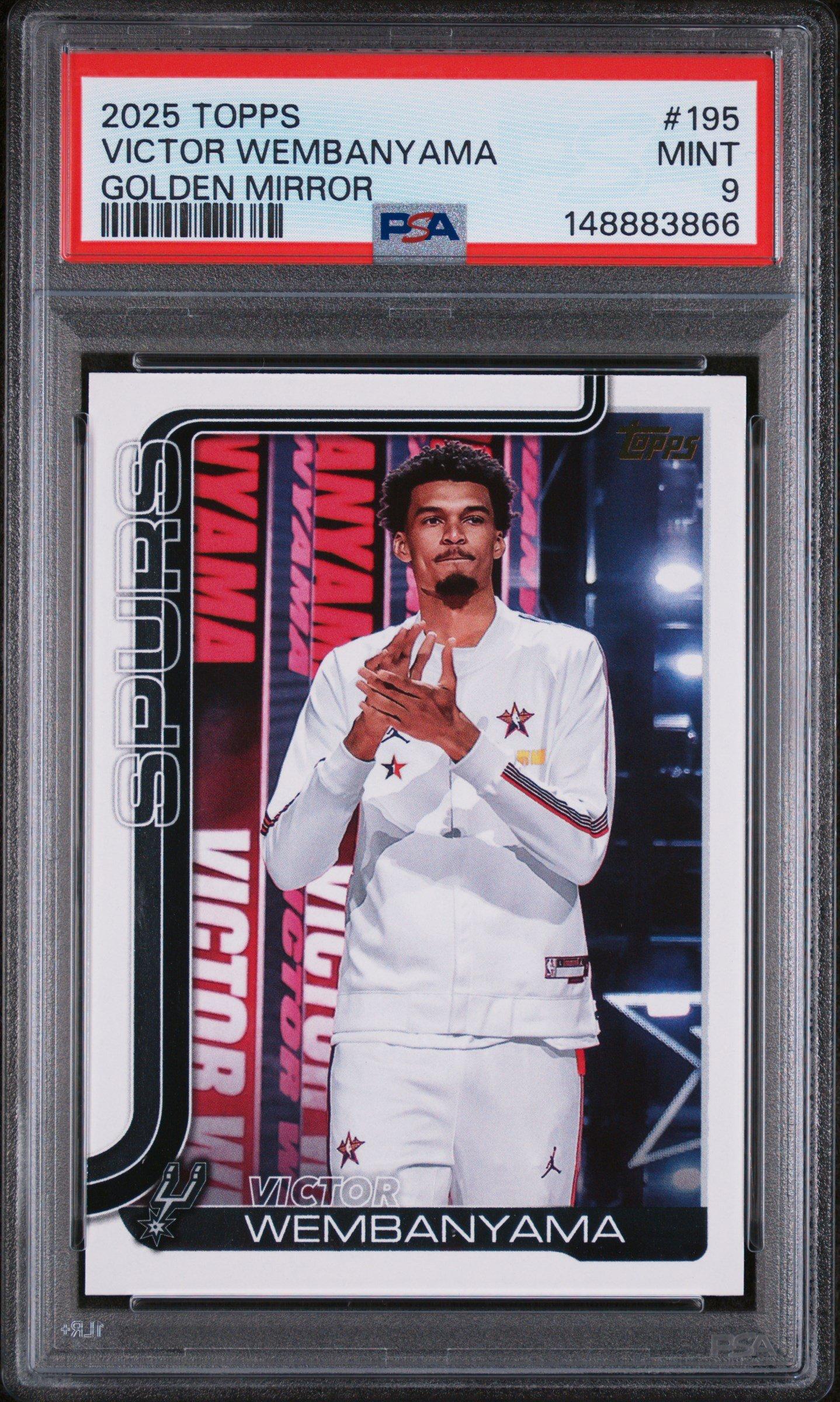 2025 Topps 195 Victor Wembanyama Golden Mirror PSA 9 Graded Card