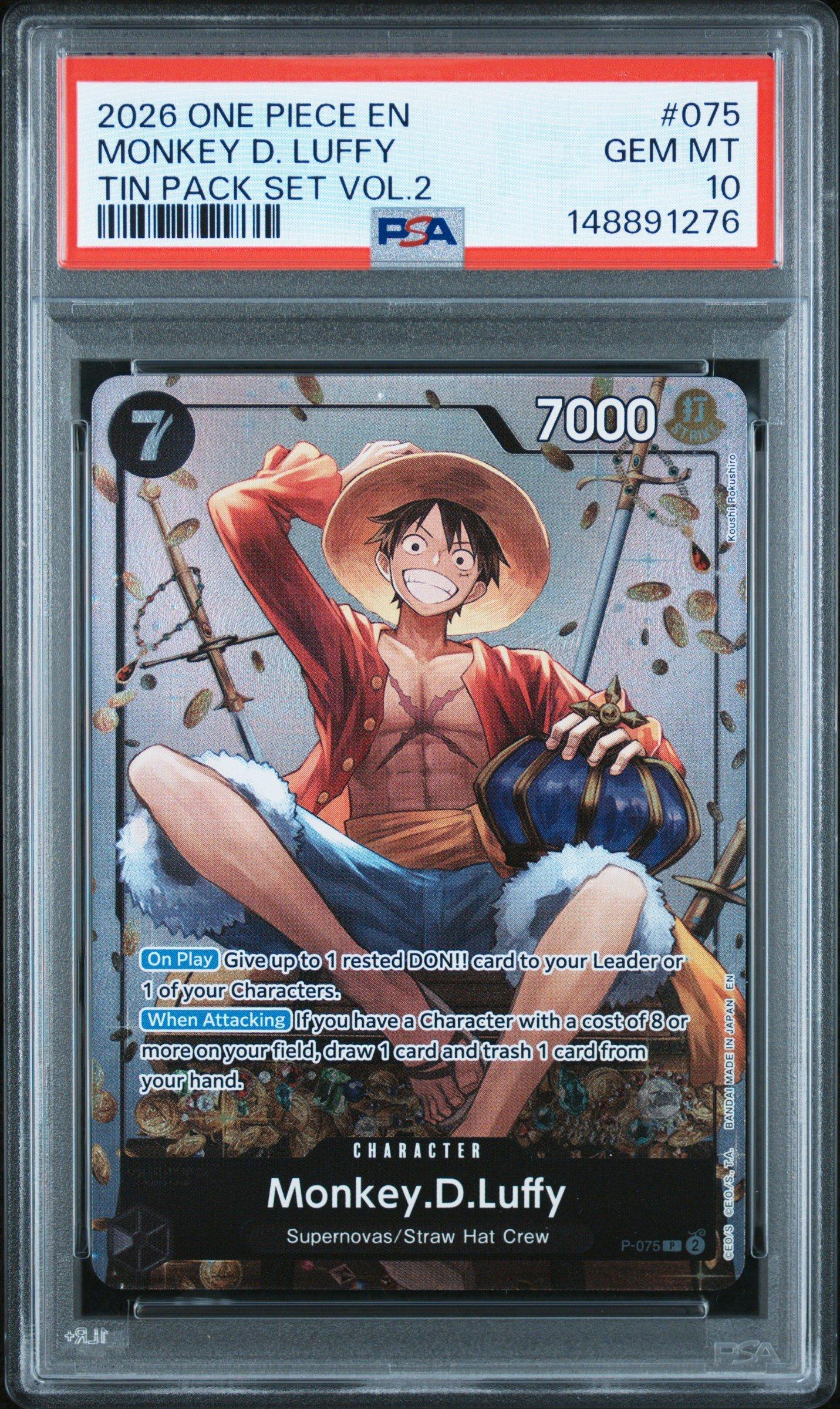 2026 One Piece Promos 075 Monkey D. Luffy Tin Pack Set Vol.2 PSA