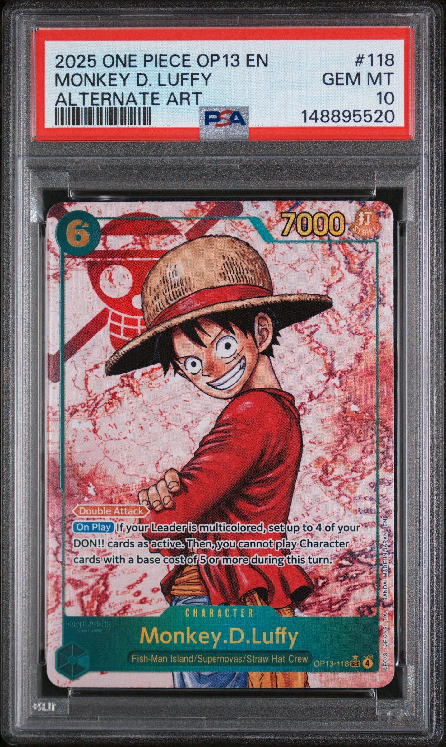 PSA10 ワンピース ルフィ OP13-118 Luffy PSA 2025 One Piece Op13-carrying On His Will 118 Monkey D. Luffy