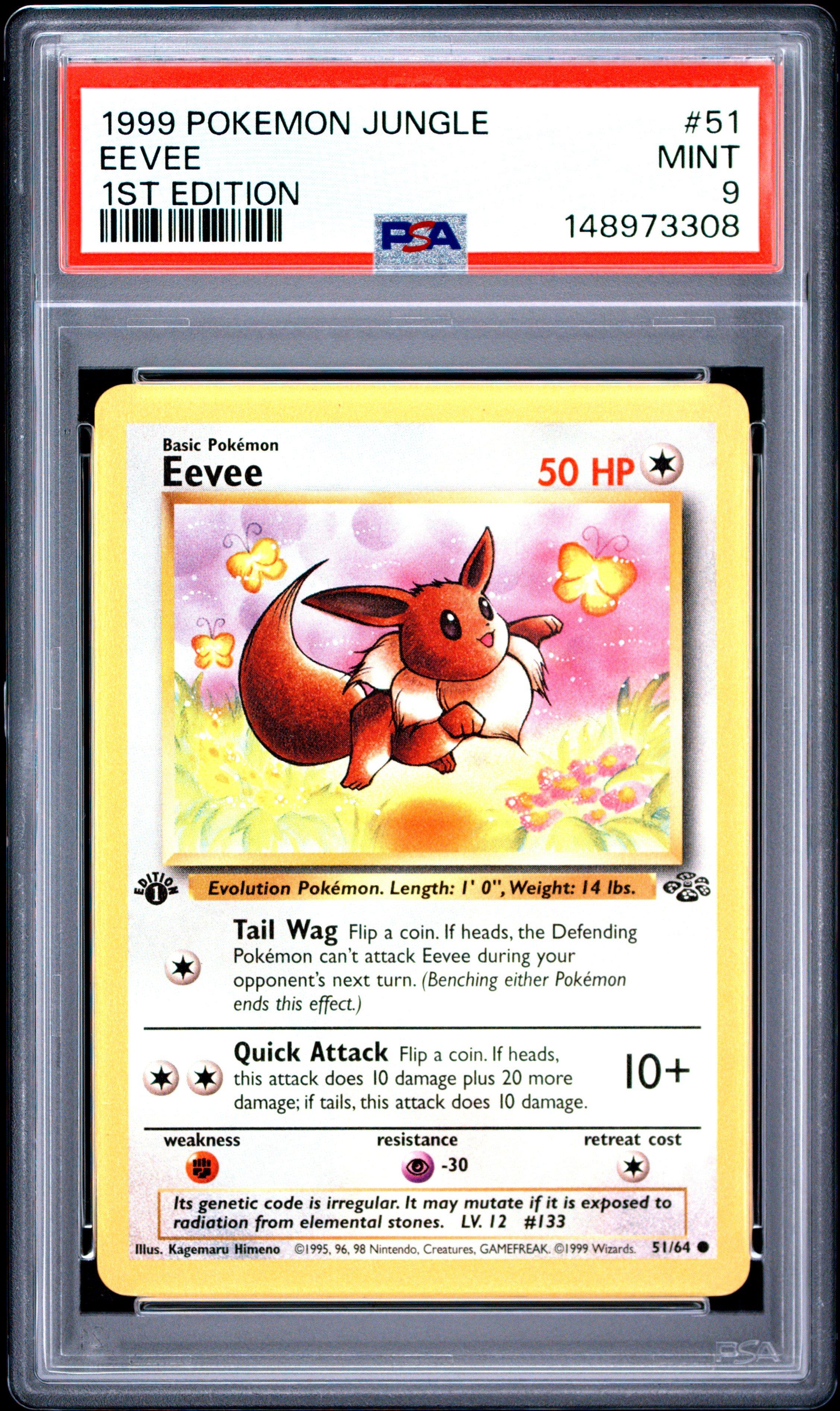 1st edition eevee pokemon card Team Rocket 55/82 CGC 9  TBC Games flip a coin 1999 Pokemon Jungle 51 Eevee