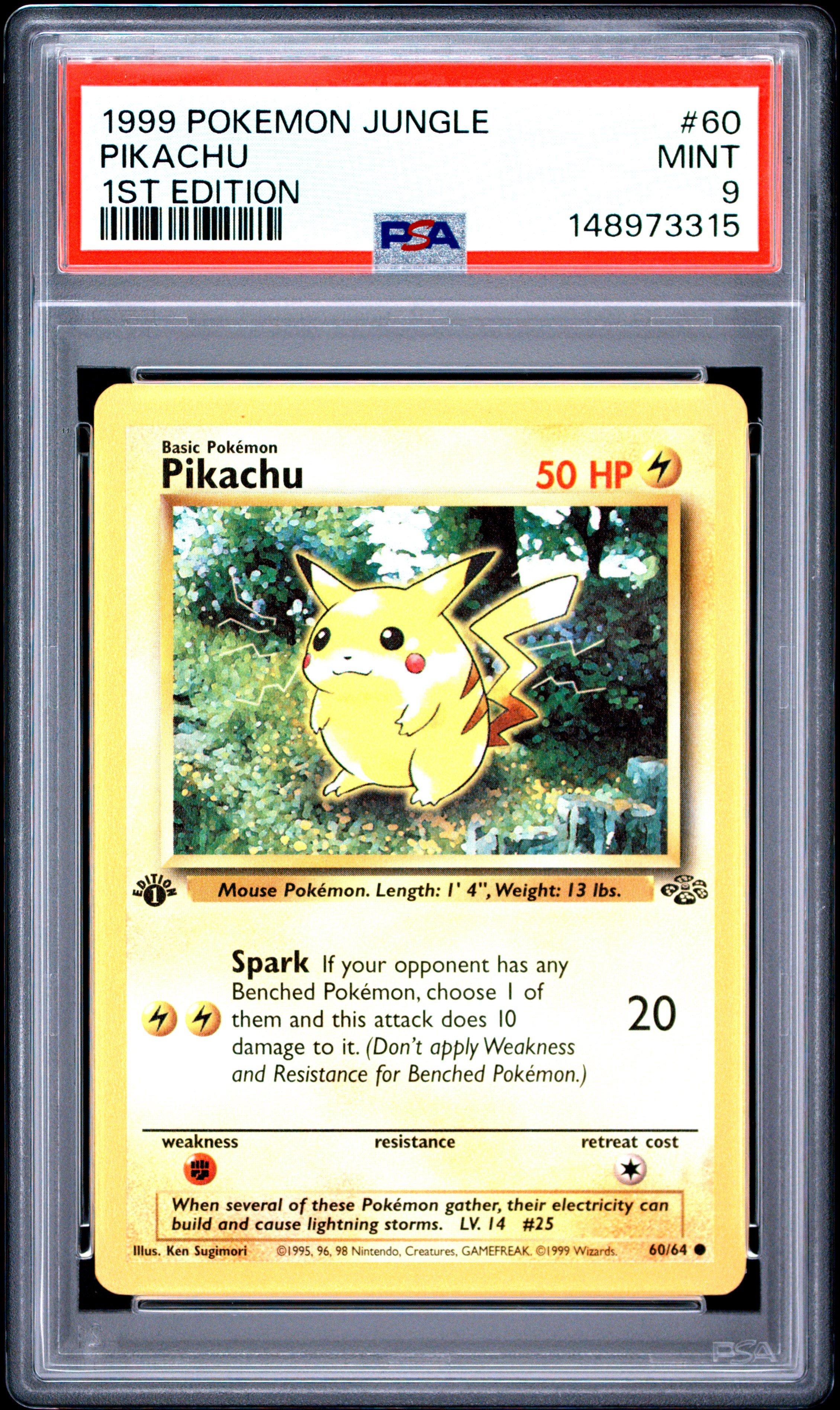 1999 pokemon card pikachu (Red Cheeks) - 1st Edition Shadowless choose 1 of them and this attack does 10 damage to it 1999 Pokemon Game 58 Pikachu