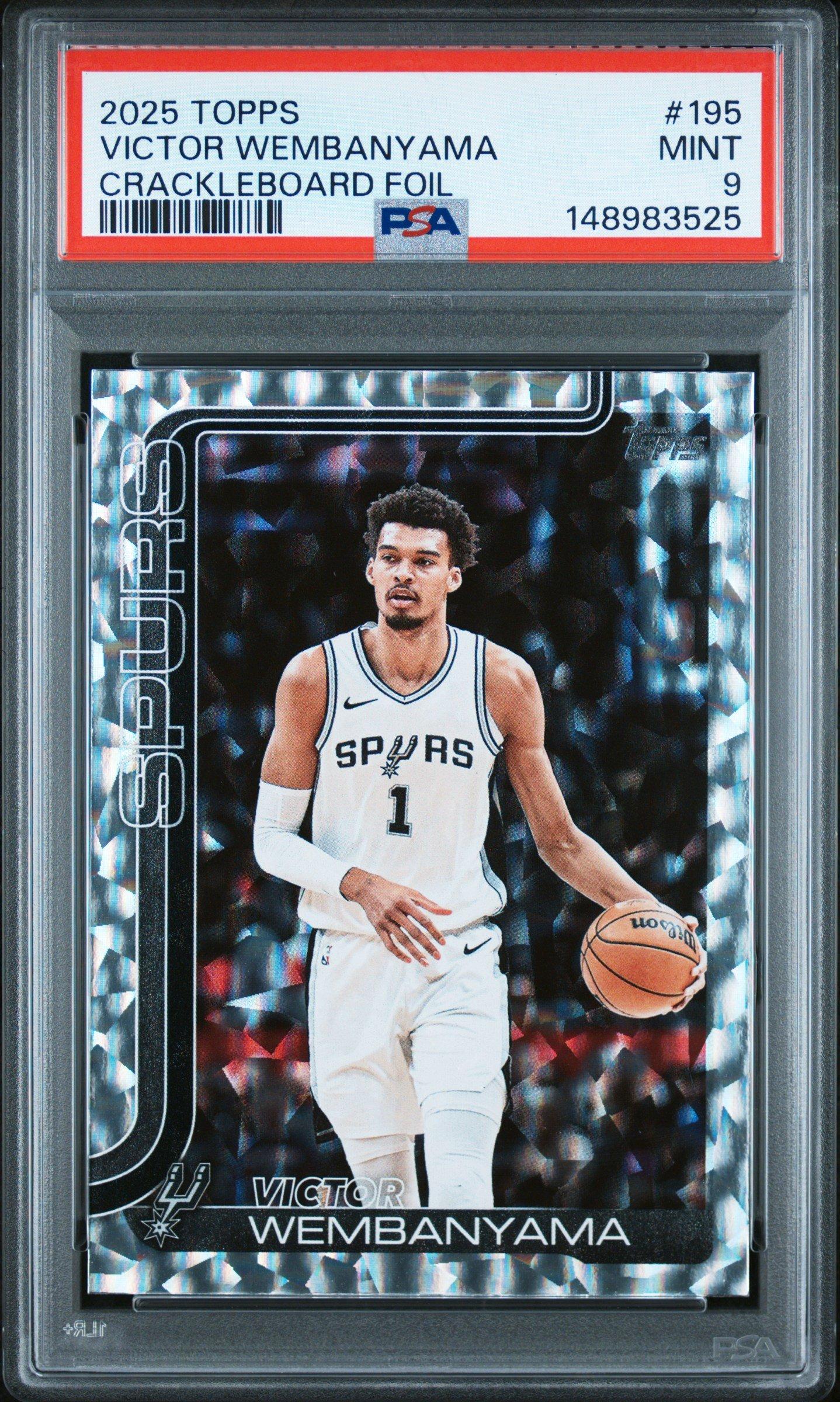 2025 Topps 195 Victor Wembanyama Crackleboard Foil PSA 9 Graded