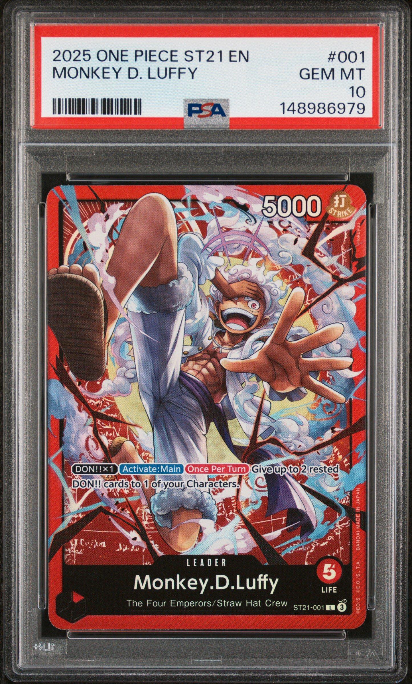 2025 One Piece Starter Deck St21-ex Gear 5 001 Monkey D. Luffy PSA