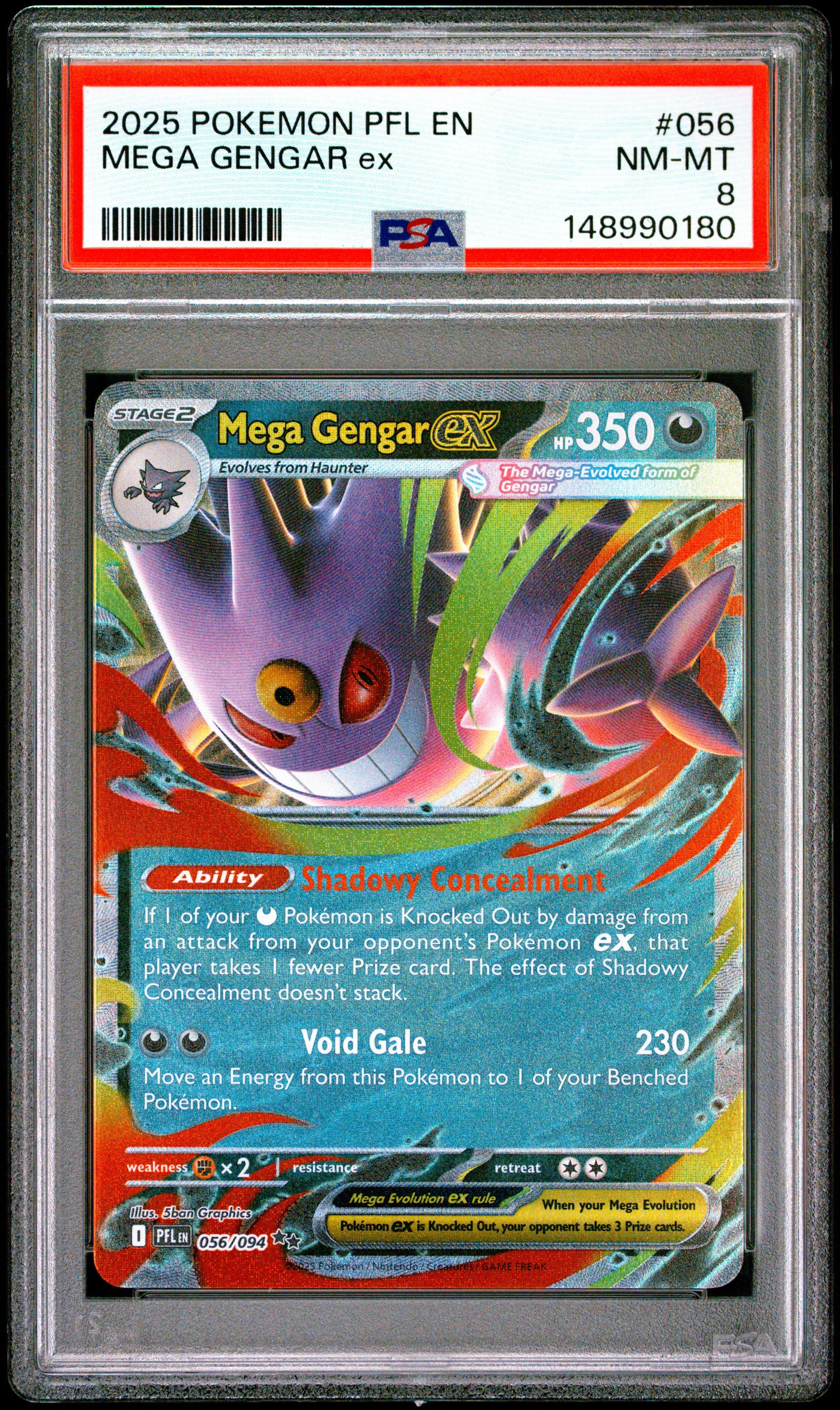 2025 Pokemon Pfl En-phantasmal Flames 056 Mega Gengar Ex PSA 8