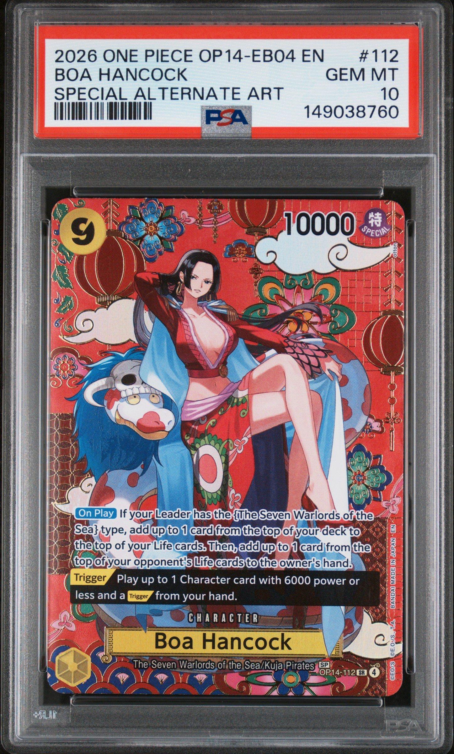 2026 One Piece Op14-eb04-the Azure Sea's Seven 112 Boa Hancock Special Alternate Art PSA 10
