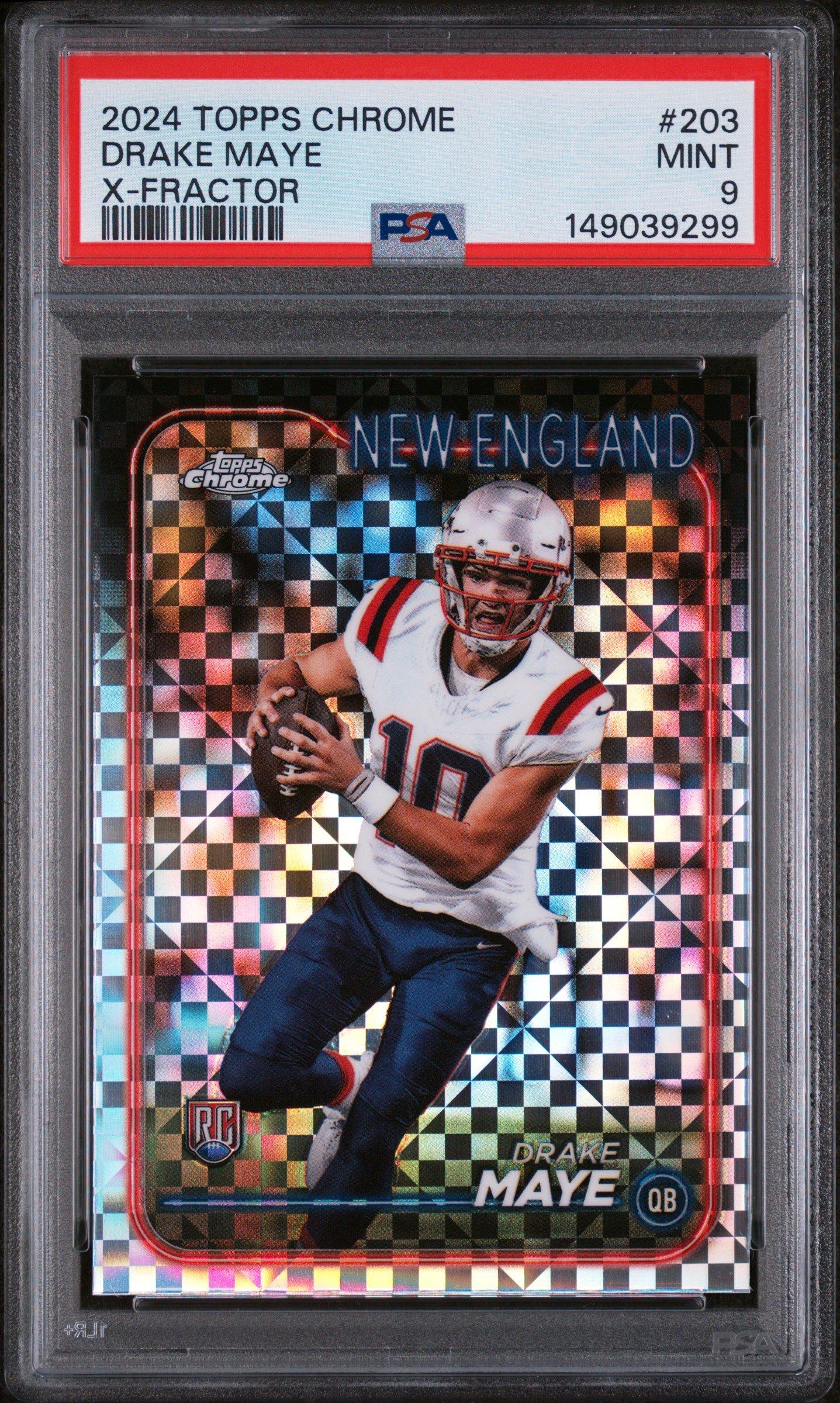 2024 Topps Chrome 203 Drake Maye X-fractor PSA 9 Graded Card