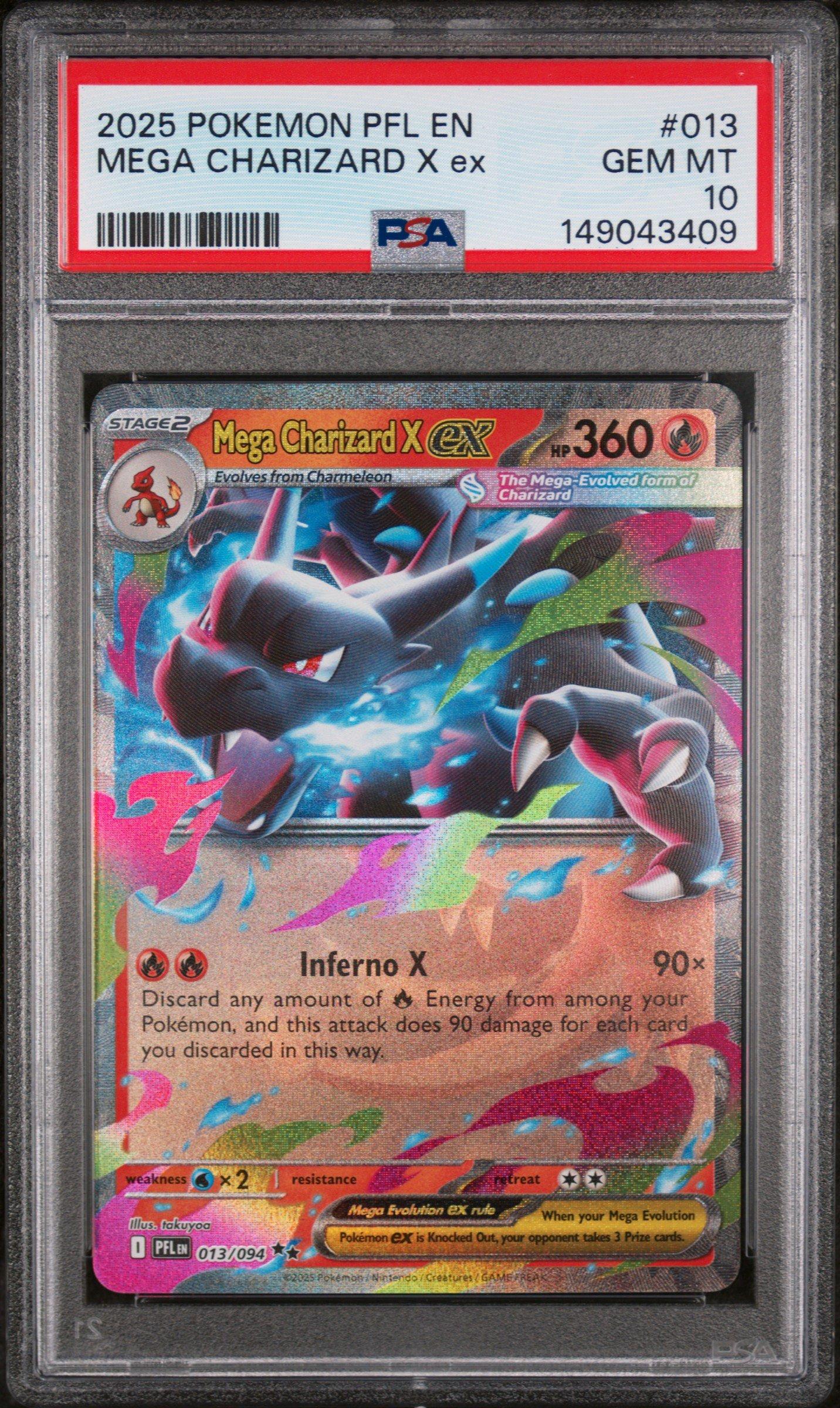 2025 Pokemon Pfl En-phantasmal Flames 013 Mega Charizard X Ex PSA