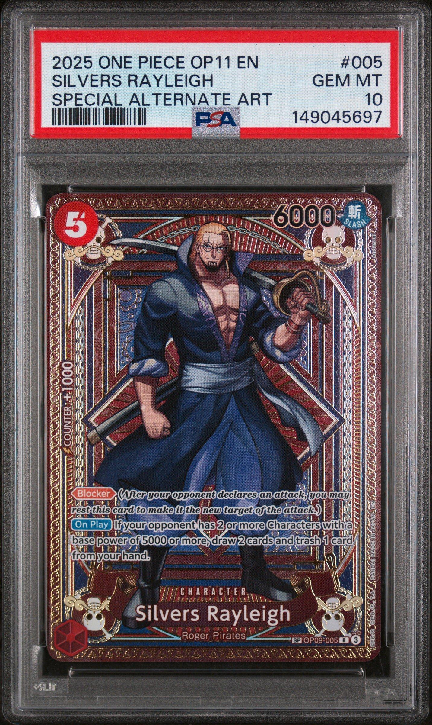 2025 One Piece Op11-a Fist Of Divine Speed 005 Silvers Rayleigh