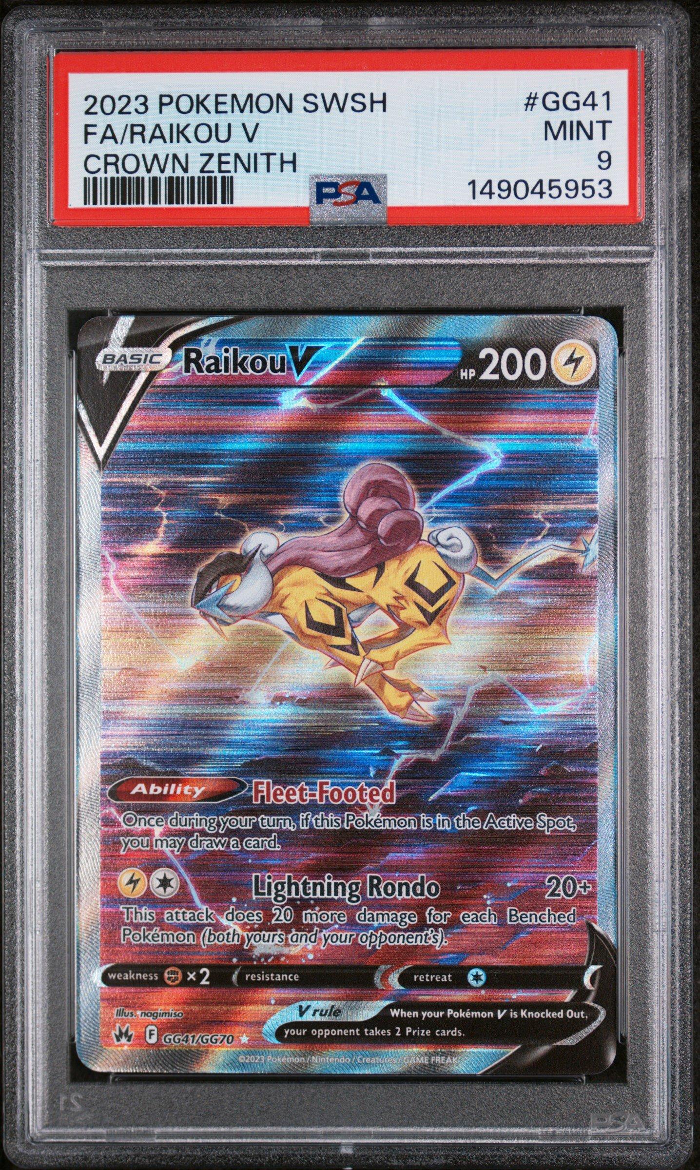 2023 Pokemon Sword And Shield Crown Zenith Gg41 Full Art/raikou V PSA 9